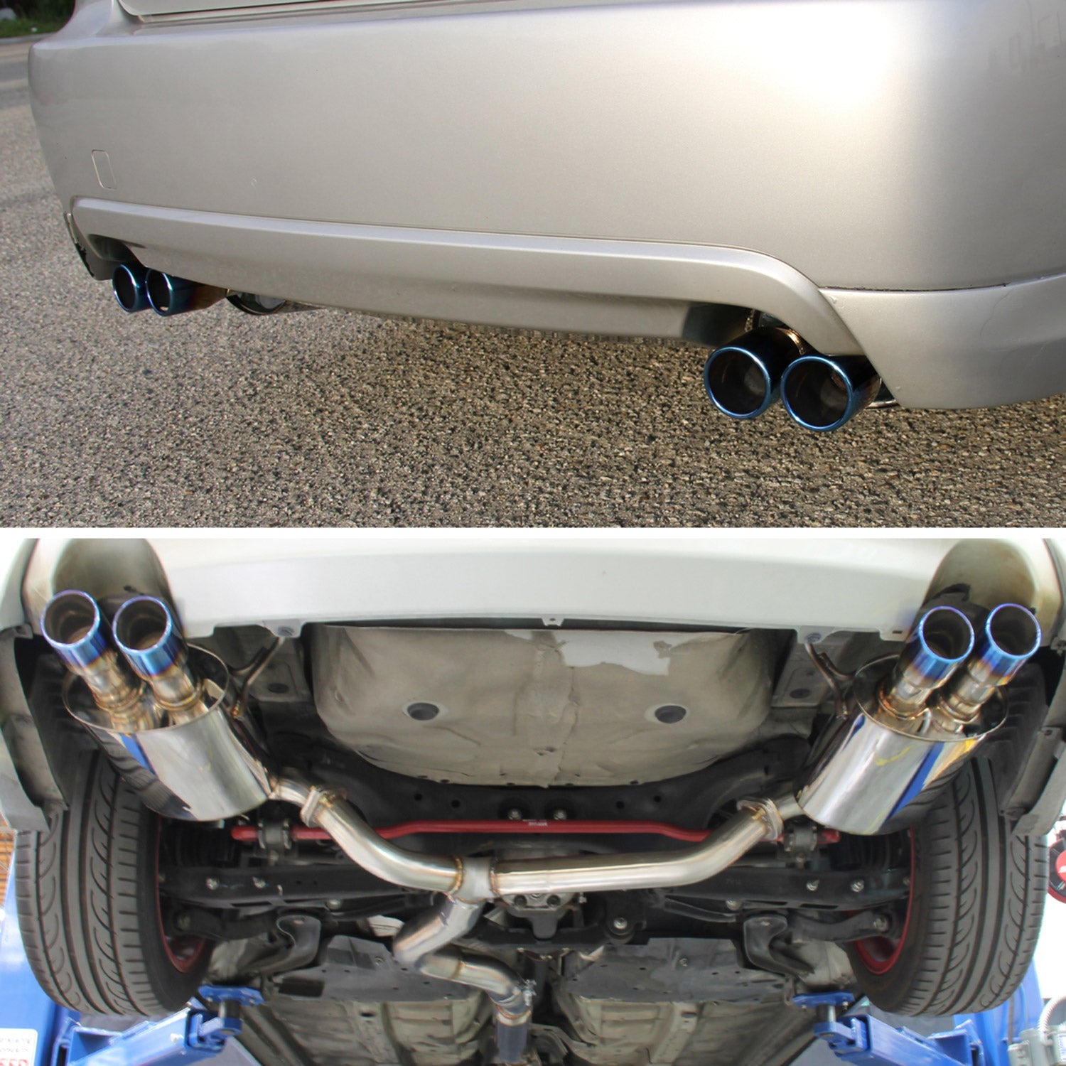 2008-2014 Subaru Impreza WRX STI Sedan Dual Catback Exhaust Burnt Quad Tip
