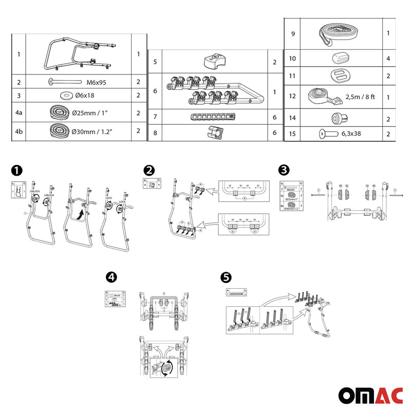 2019-2020 Kia Sorento 3 Bike Rack Carrier Hitch Mount Black 1Pc