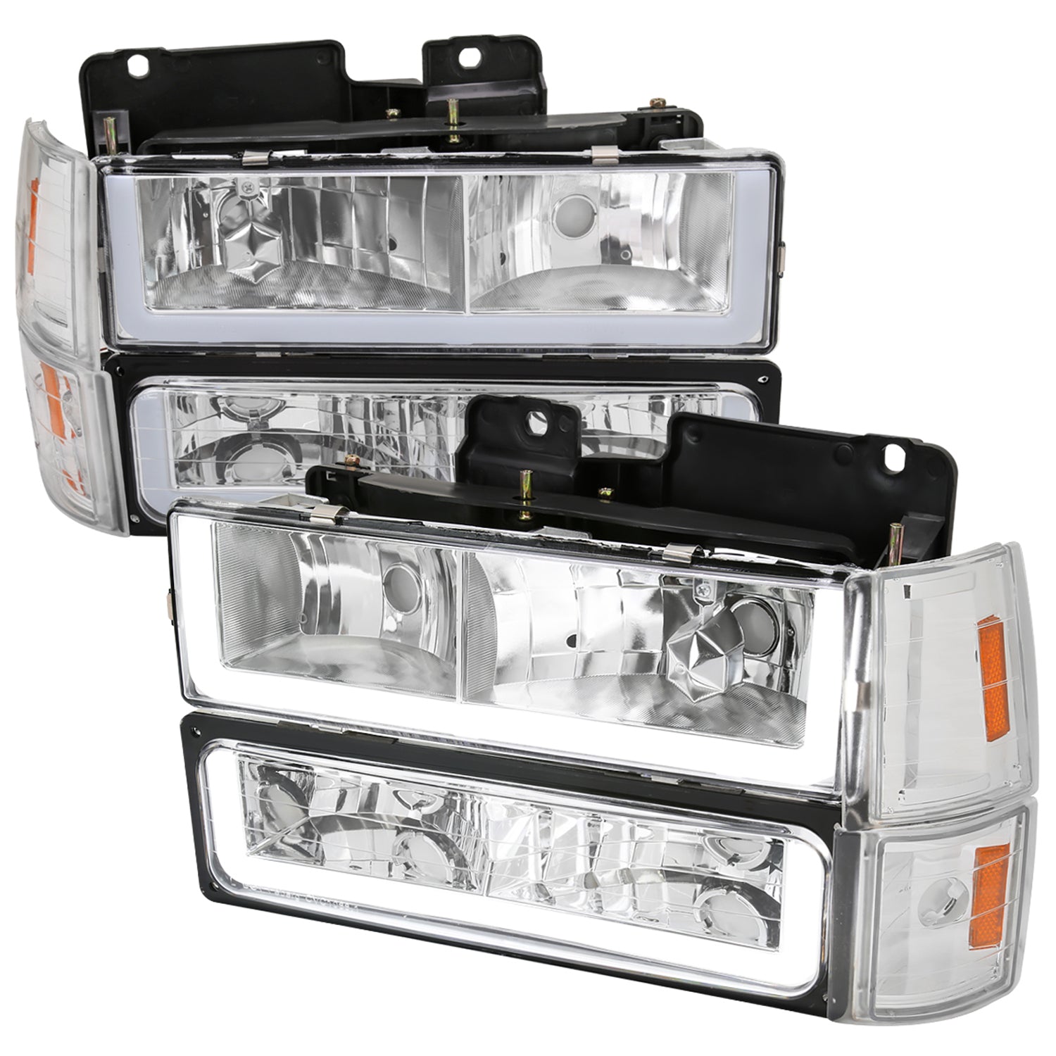 1994-1998 GMC C10/Sierra/Suburban/Yukon Headlights LED &Corner Lights Chrome