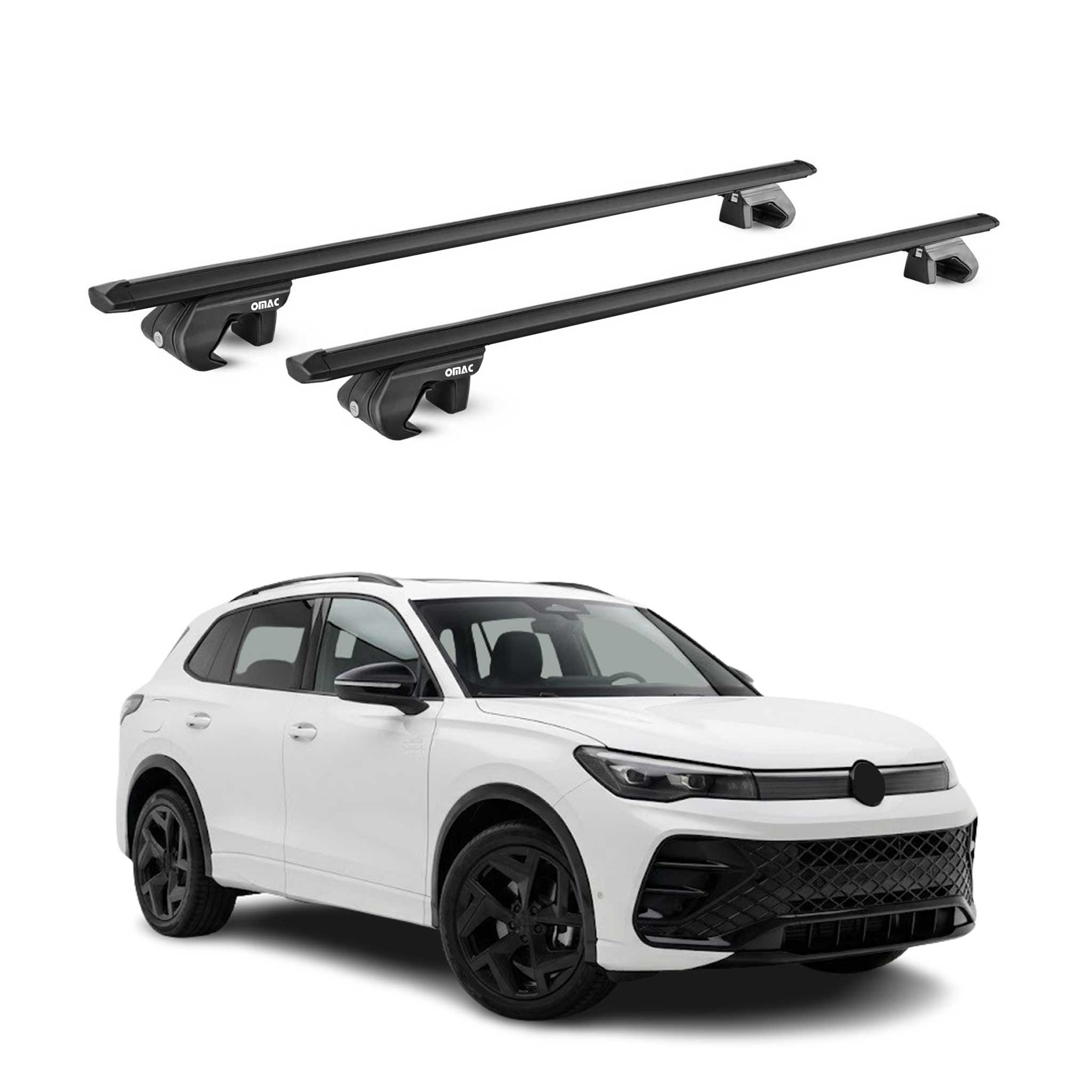 Roof Rack Cross Bars Carrier for Volkswagen Tiguan 3.gen 2024-2026 Black 2Pcs