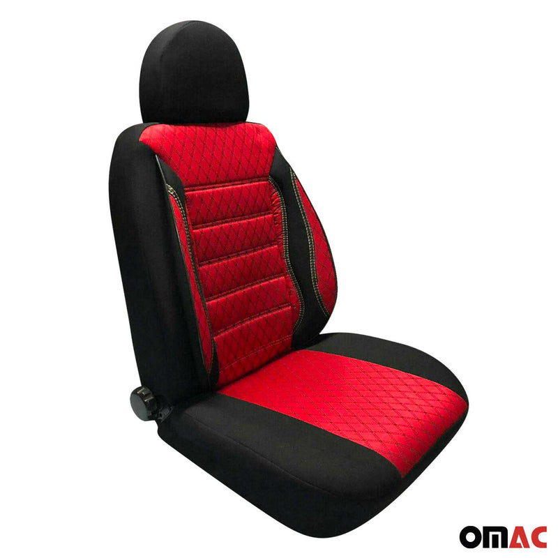 Front Car Pickup Van SUV Seat Cover Protection Fabric Black with Red 1 Pcs