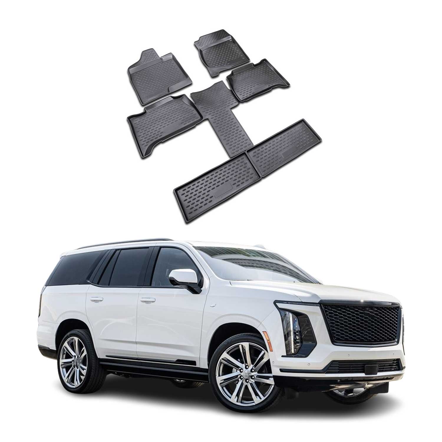 2021-2025 Cadillac Escalade Floor Mats Liners Full Set All Weather Black