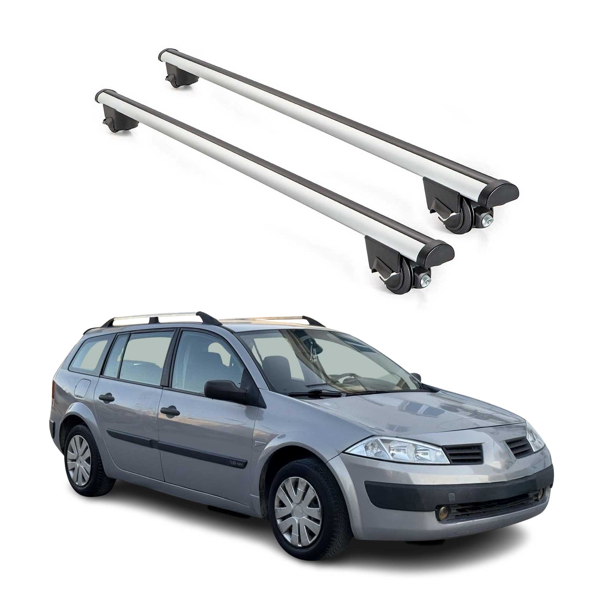 2003-2008 Renault Megane 2 Grand Tour Roof Rack Cross Bars Silver