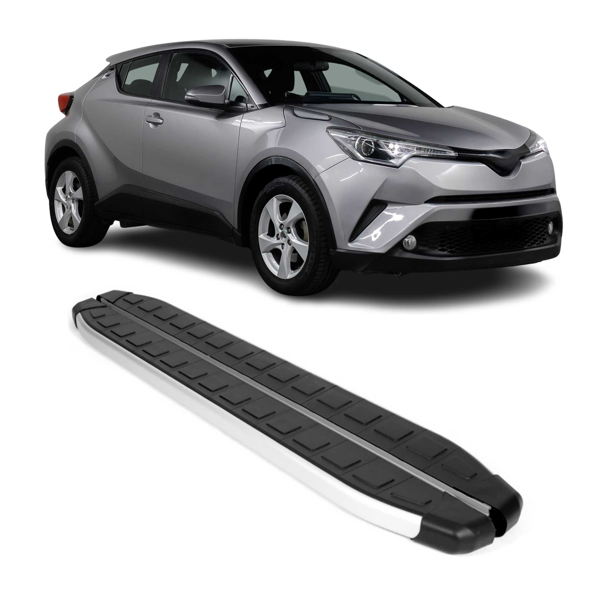 2018-2022 Toyota C-HR Hybrid Running Boards Side Steps Silver & Black
