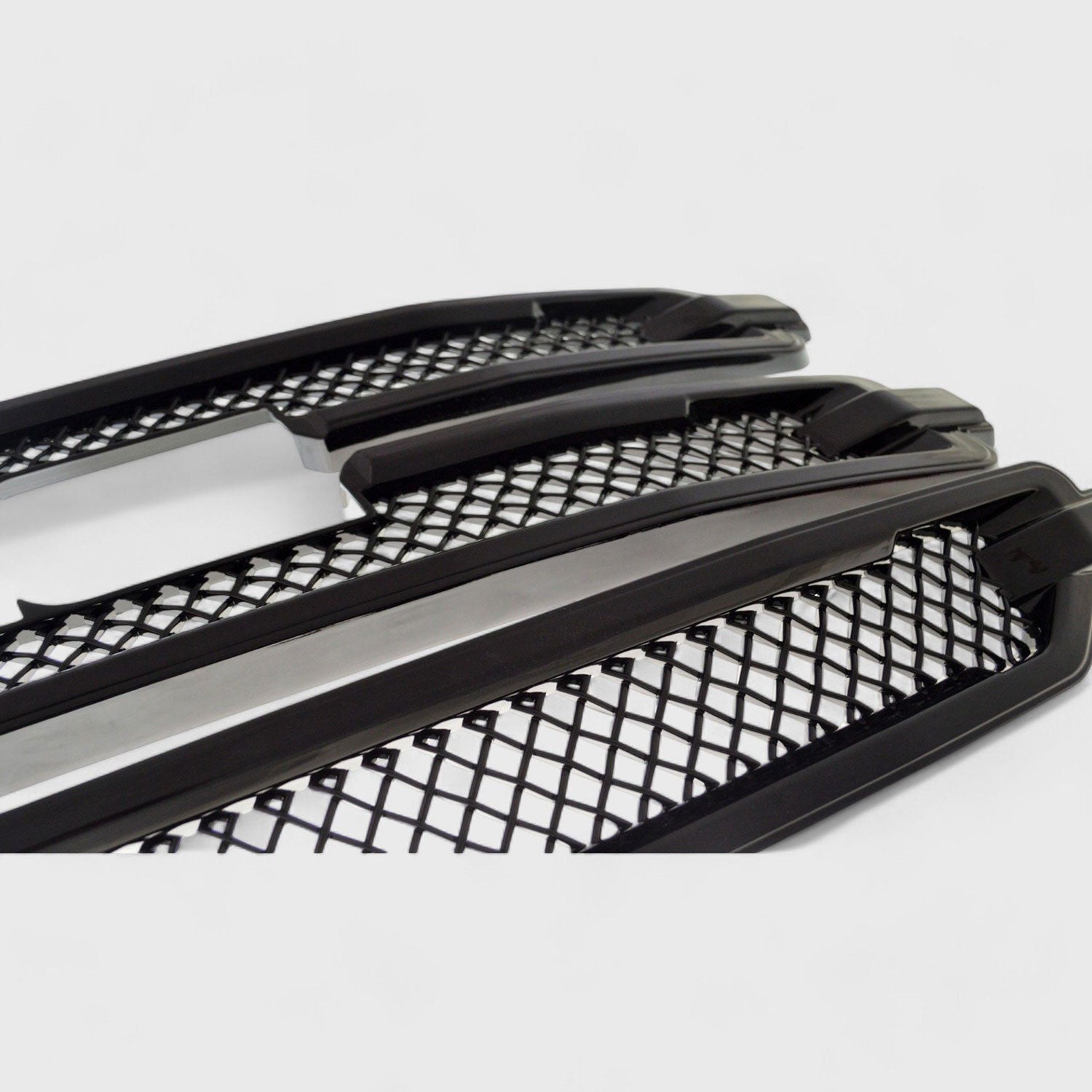 2016-2018 GMC Sierra 1500 Grille Overlay Gloss Black 3Pcs ABS Plastic