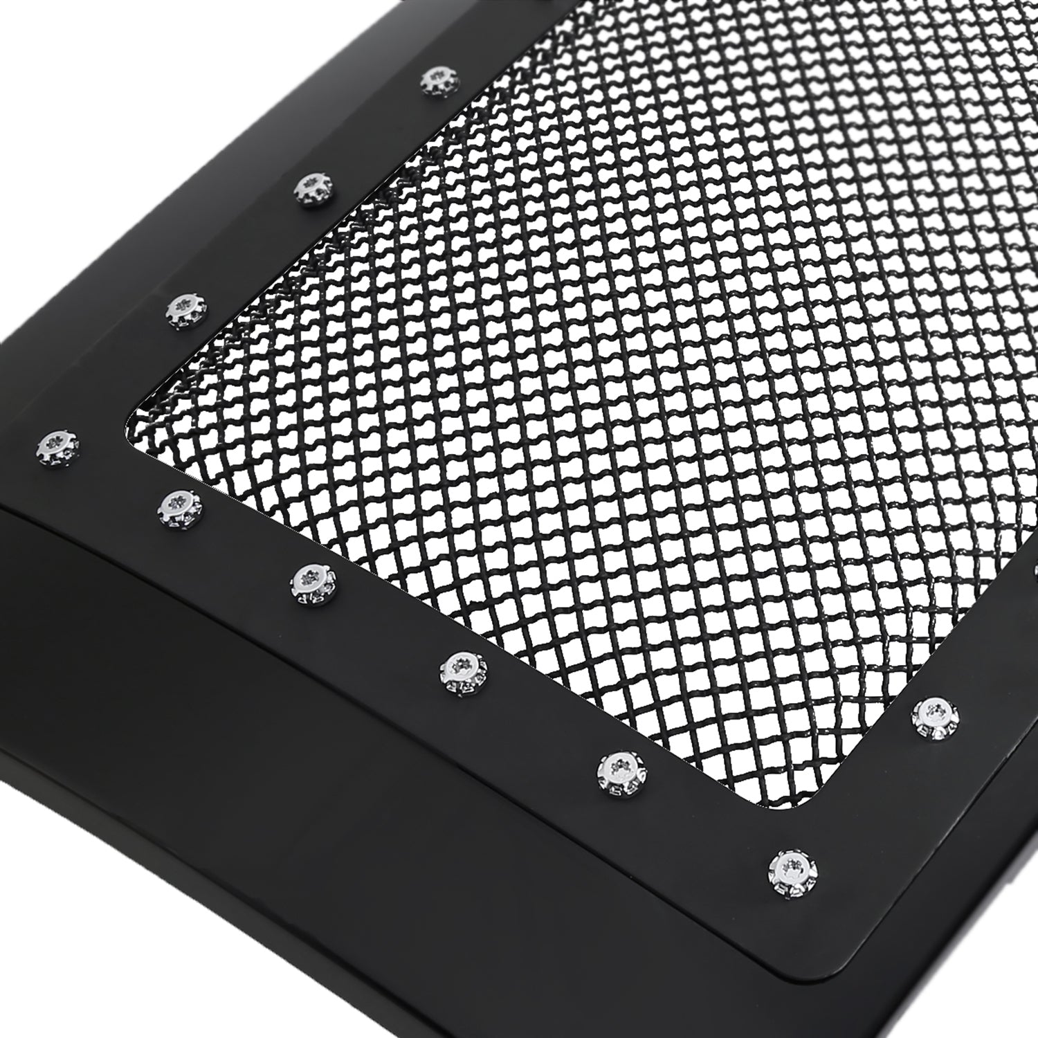 2009-2014 Ford F-150 Glossy Black ABS Rivet Style Grille w/ S.Steel Mesh