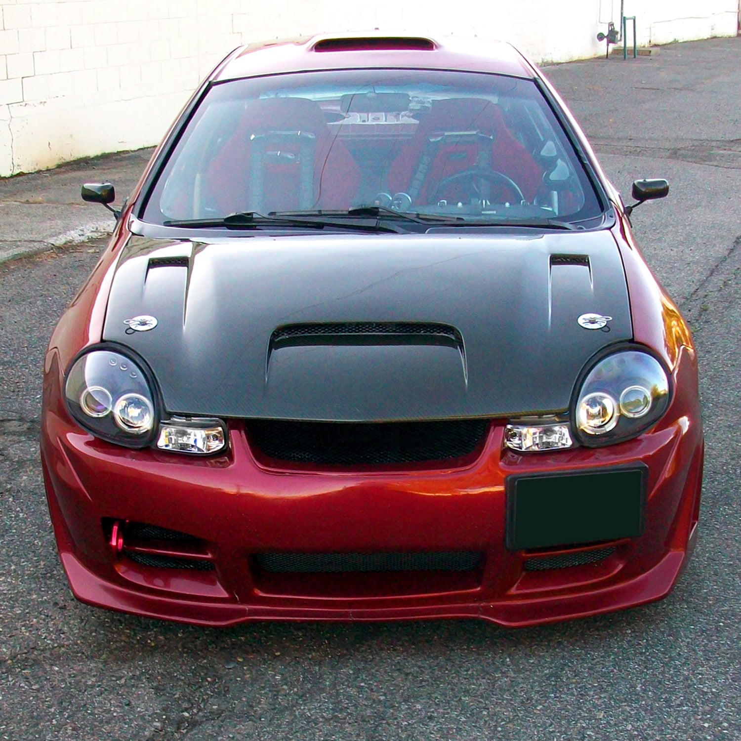 2000-2002 Dodge Plymouth Neon Dual Halo Projector Headlights Matte Black/Clear