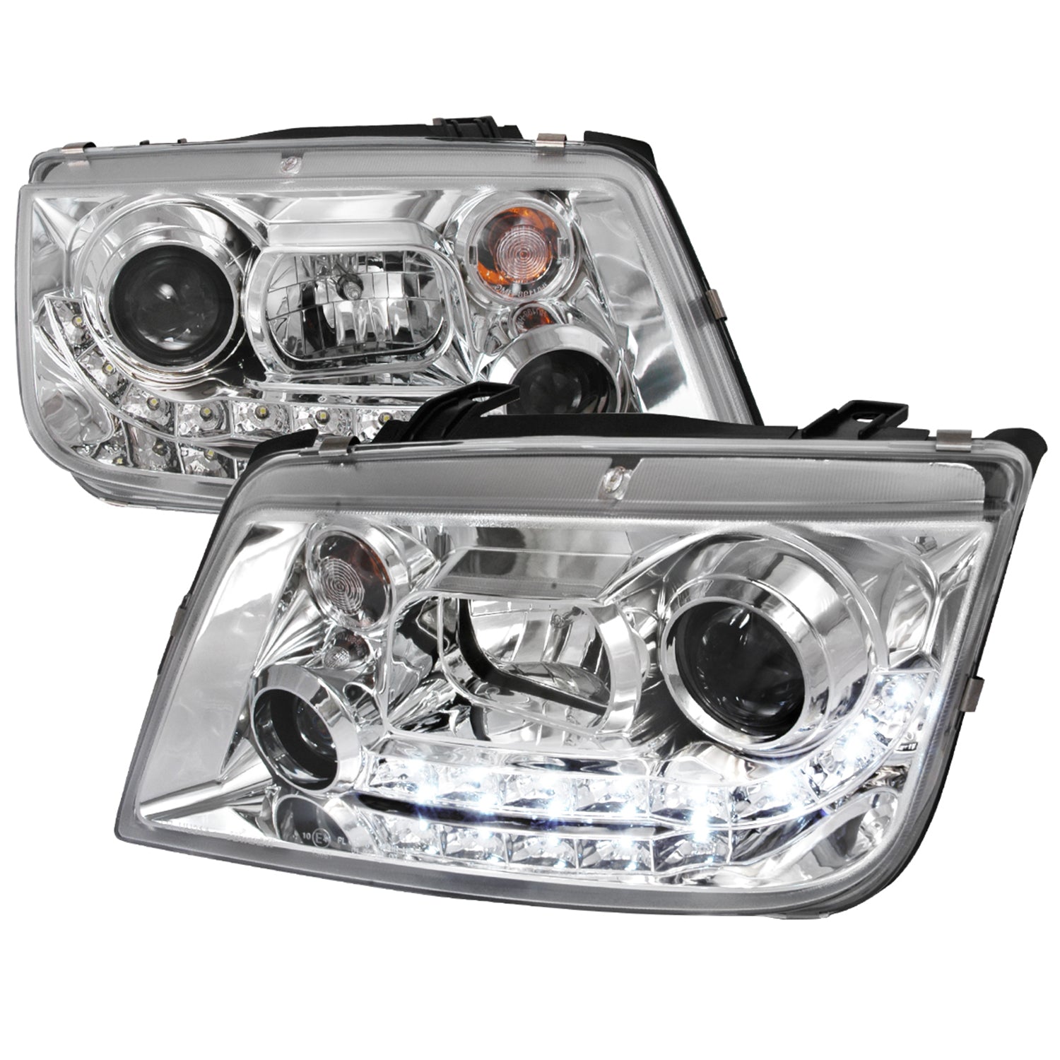 1999-2004 VW Jetta/Bora Projector Headlights R8 LED Light Strip Chrome