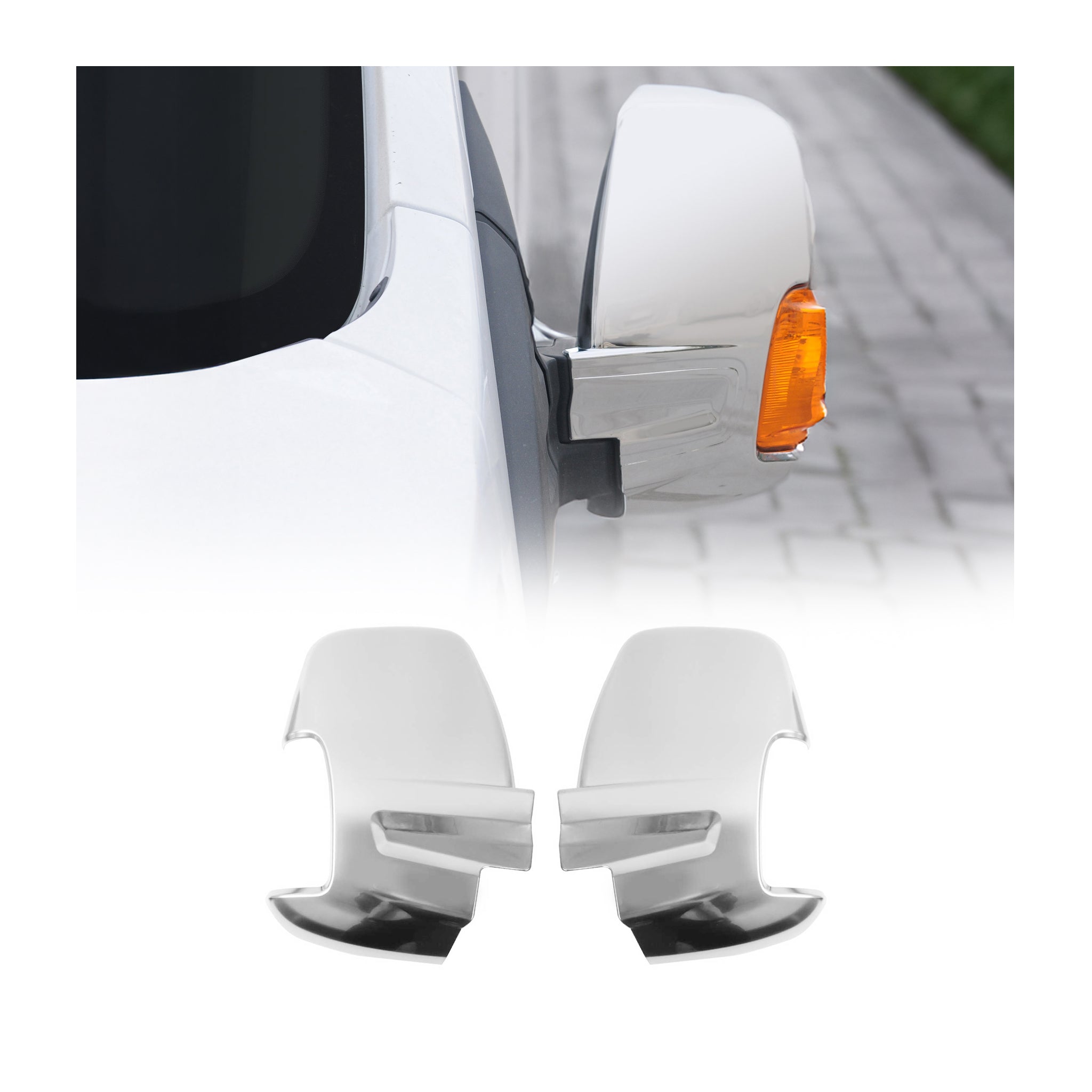 2015-2025 Ford Transit Side Mirror Cover Caps Matt Stainless Steel 2 Pcs