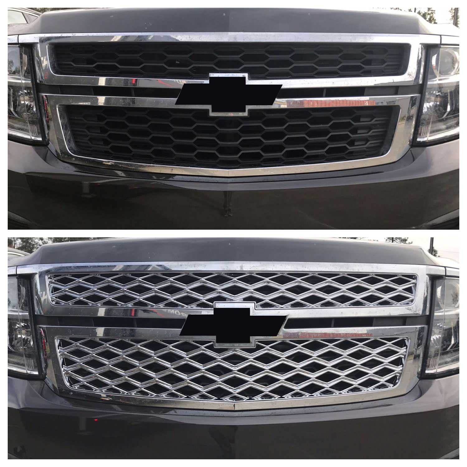 2015-2020 Chevrolet Suburban / Tahoe Grille Overlay Chrome 2Pcs ABS Plastic