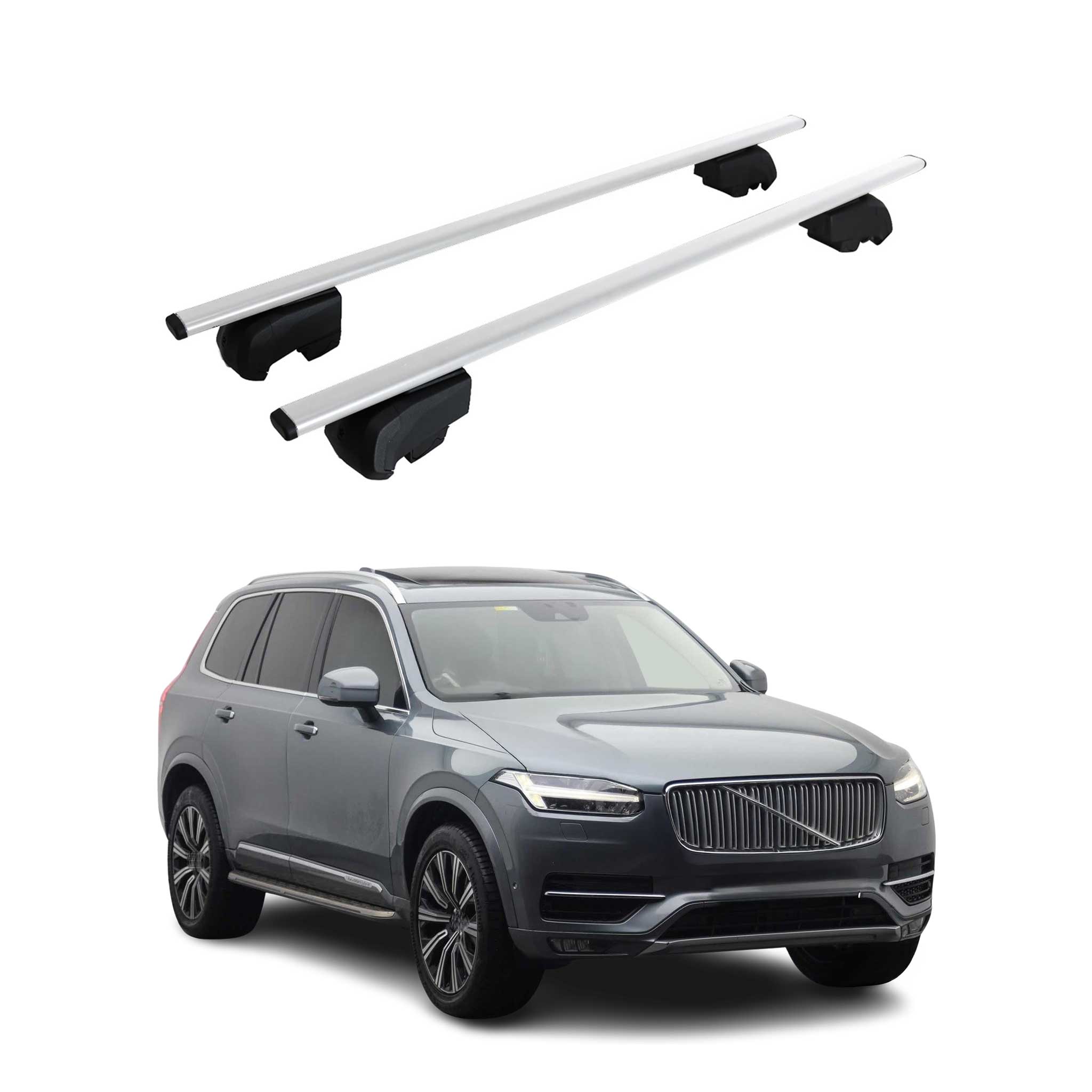 Roof Racks Cross Bars Iron for Volvo V90 Cross Country 2017-2024 Gray 2Pcs