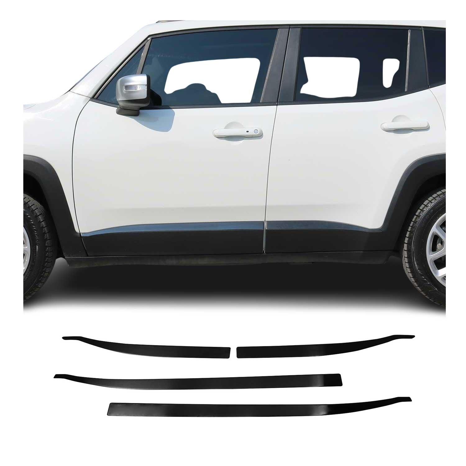 2015-2024 Jeep Renegade Side Door Molding Trim Brushed Steel Dark