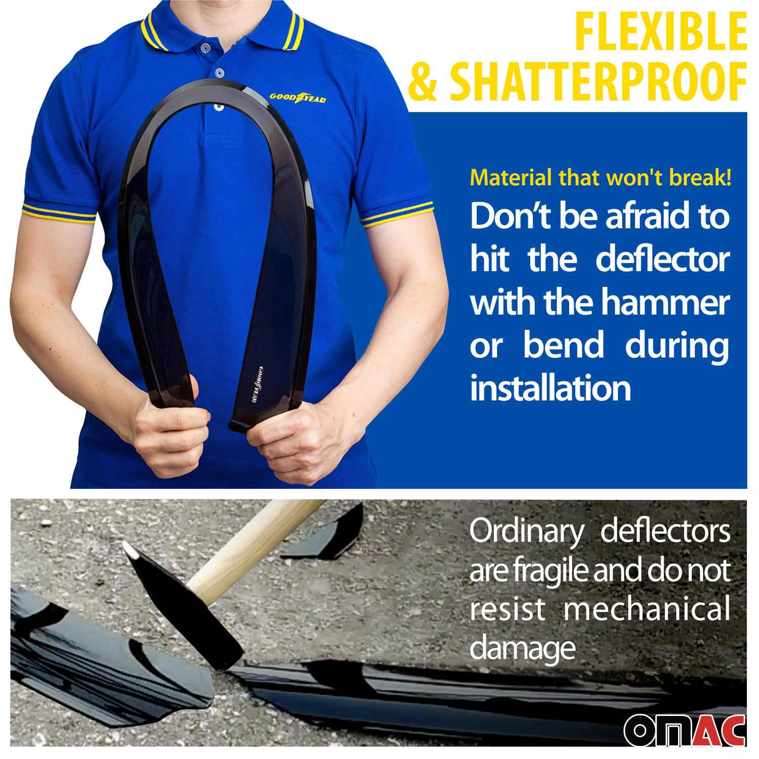 Goodyear Wind Deflectors for Honda Civic 2022-2025 Hatchback Tape-On Smoke 4 pcs