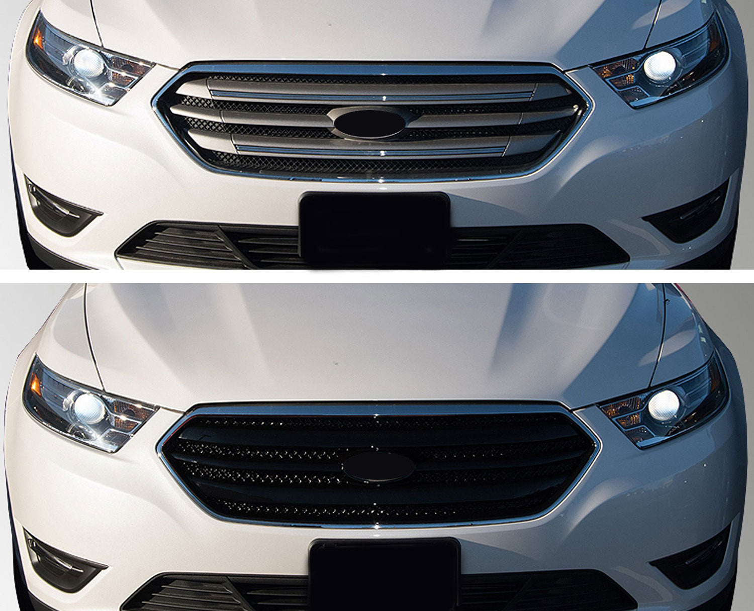 2013-2019 Ford Taurus Grille Overlay Gloss Black 1Pcs ABS Plastic