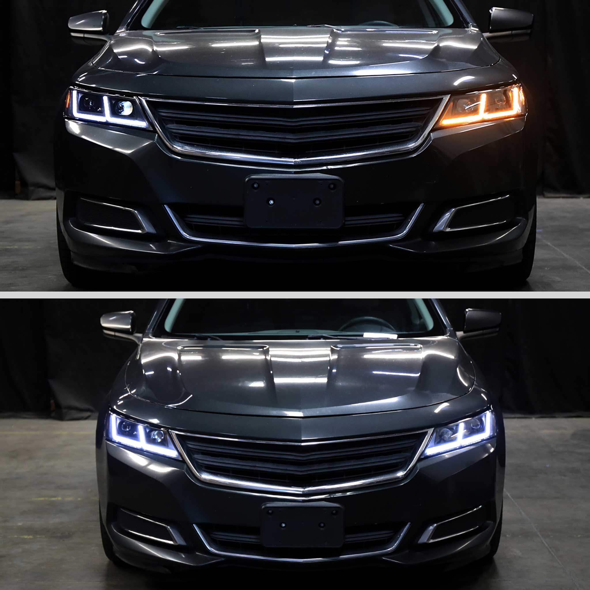 For Chevrolet Impala 2014-2020 LED DRL Sequential Project Headlights Black Housing Smoked Lens