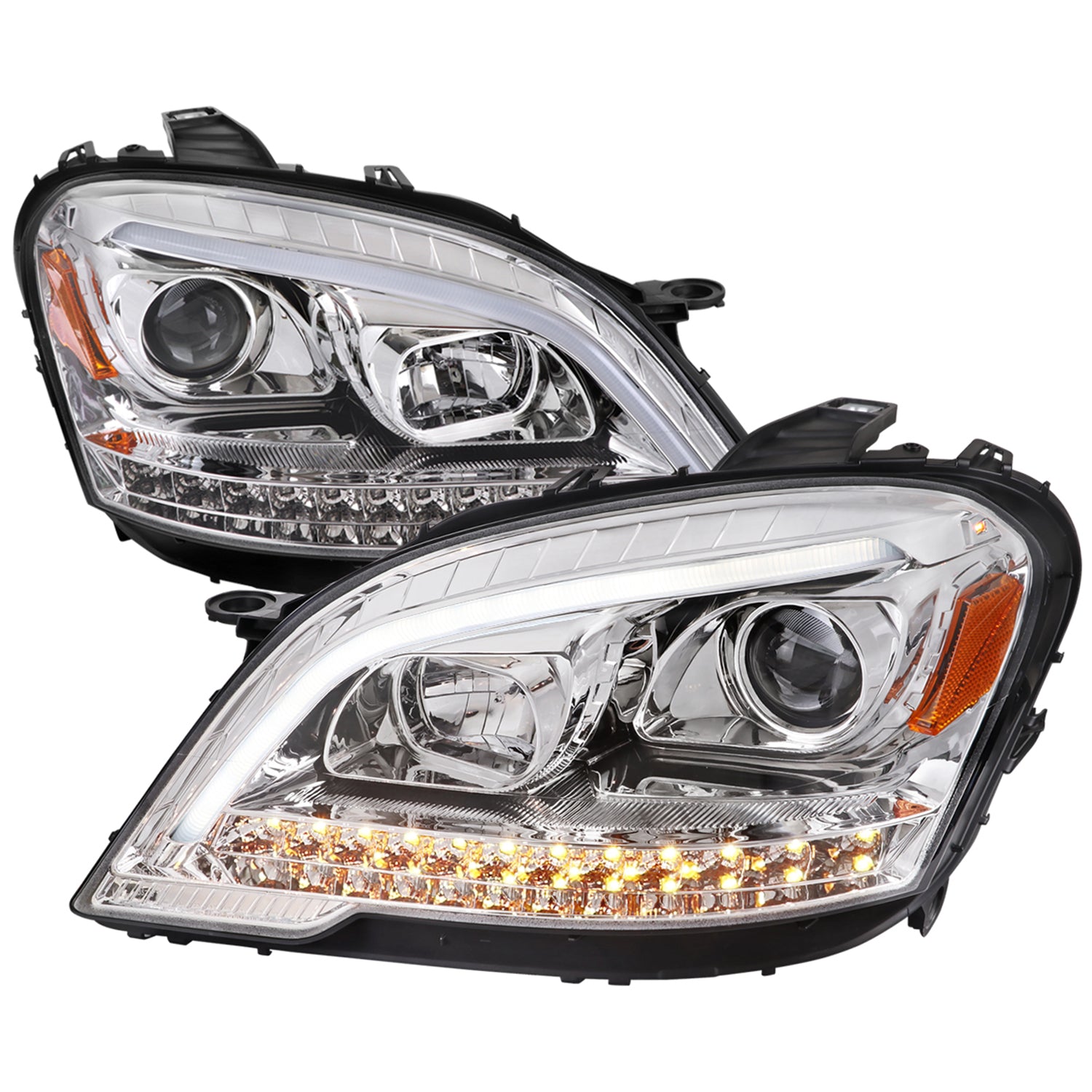2009-2011 Mercedes Benz W164 ML-Class LED Sequetial Signal Headlights Chrome