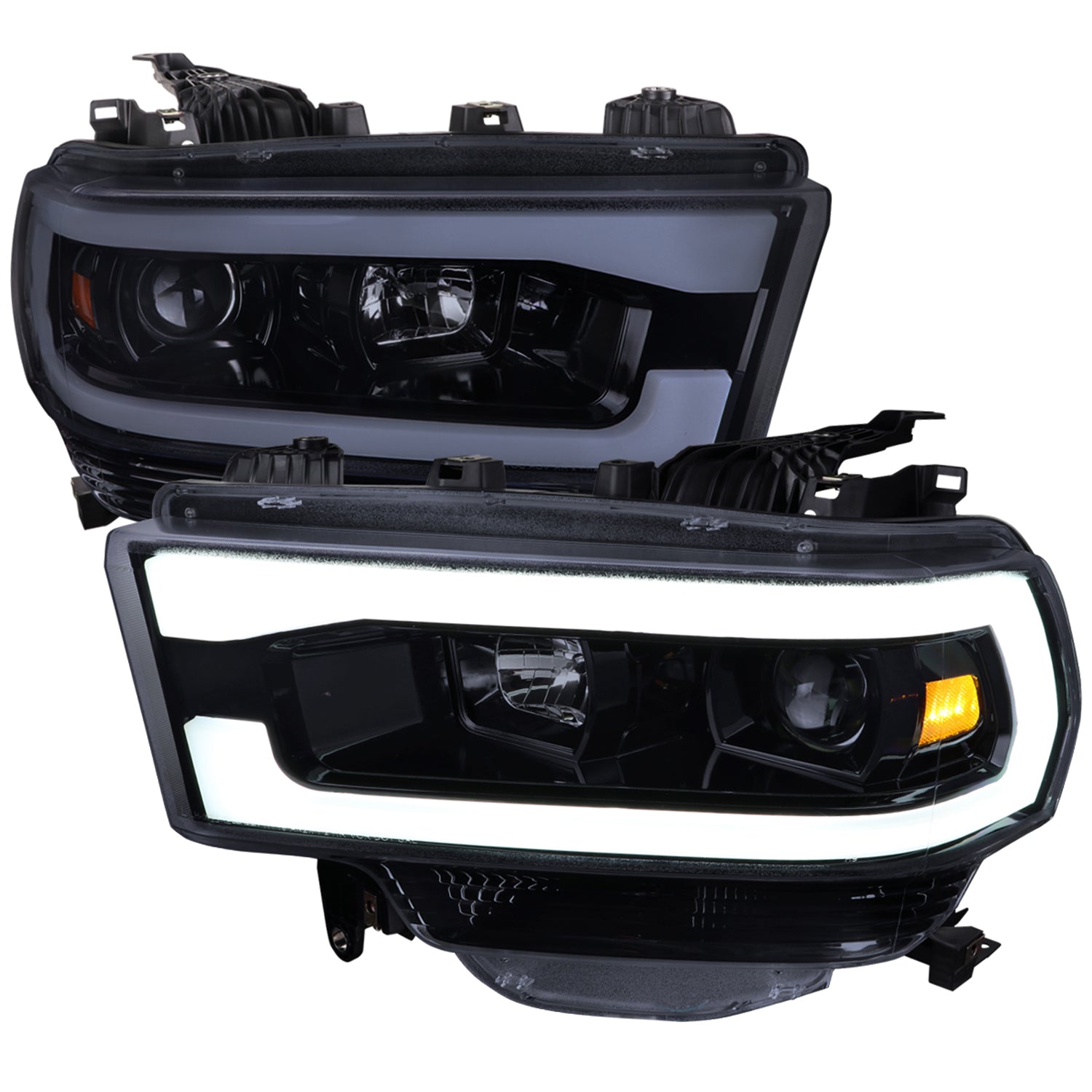 2019-2024 Dodge RAM 2500/3500/4500/5500 LED Projector Headlights Black/Smoke