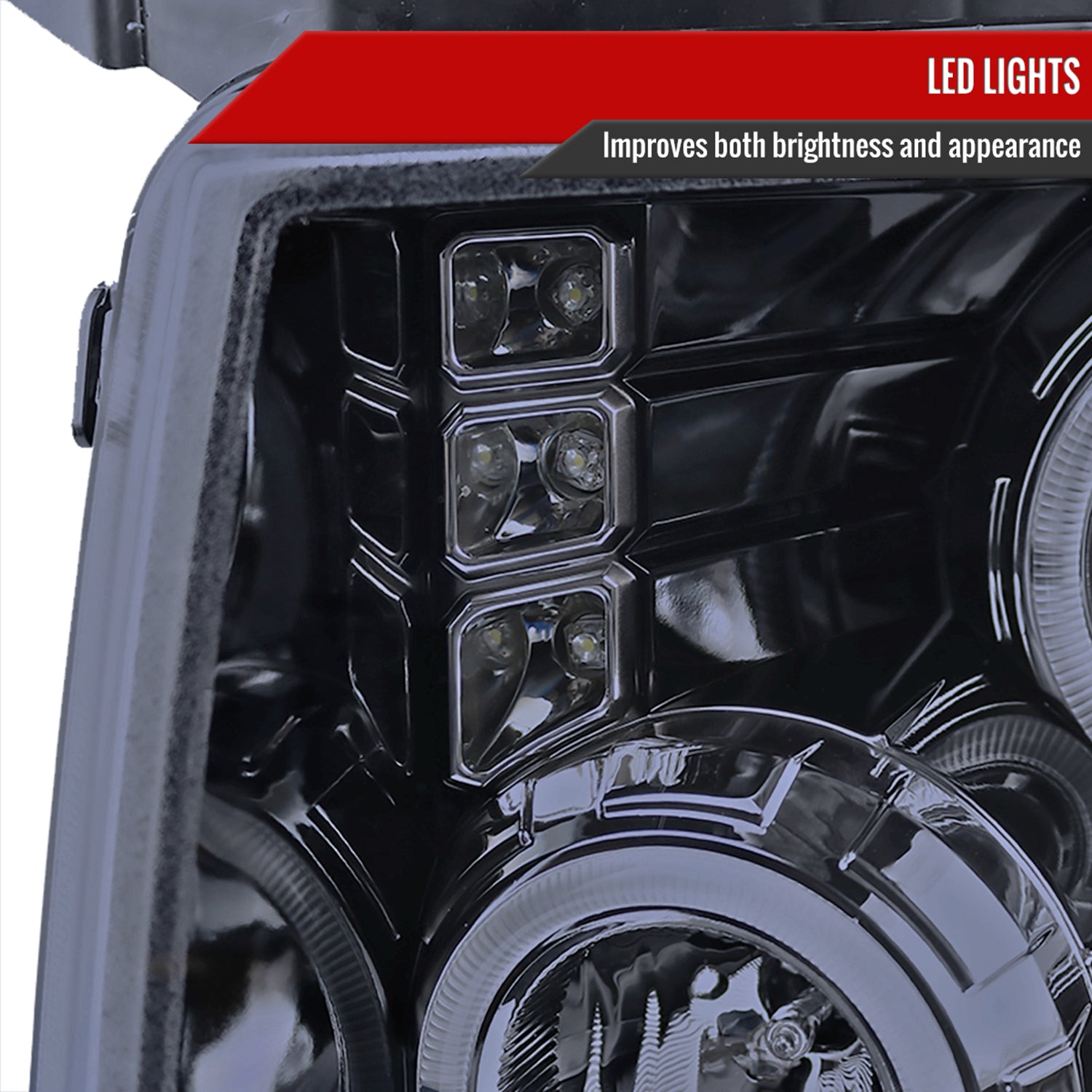 2009-2014 Ford F-150 Dual Halo Projector Headlights Glossy Black/Smoke Lens