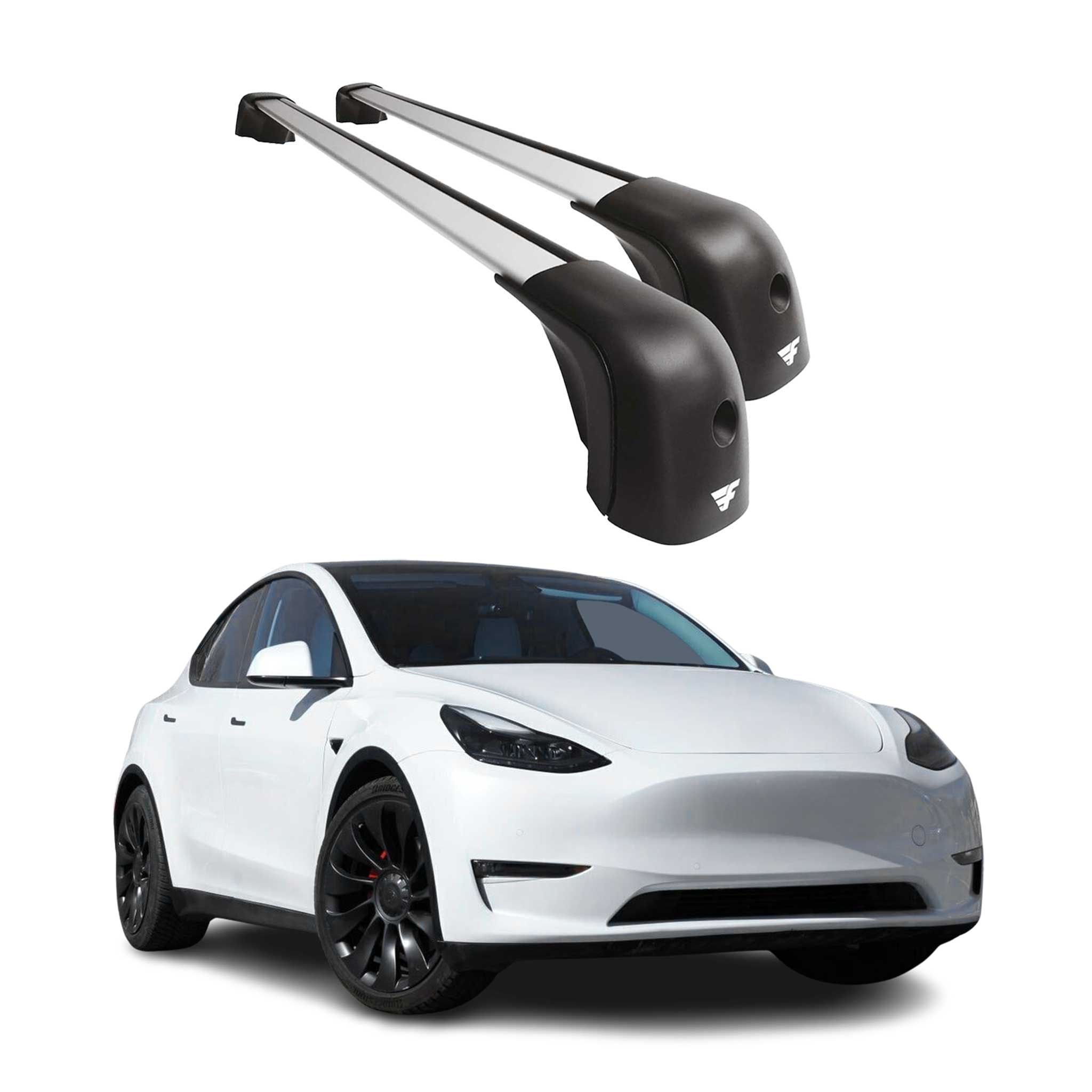 2020-2025 Tesla Model Y Roof Racks Cross Bars Carrier Silver 2 Pcs