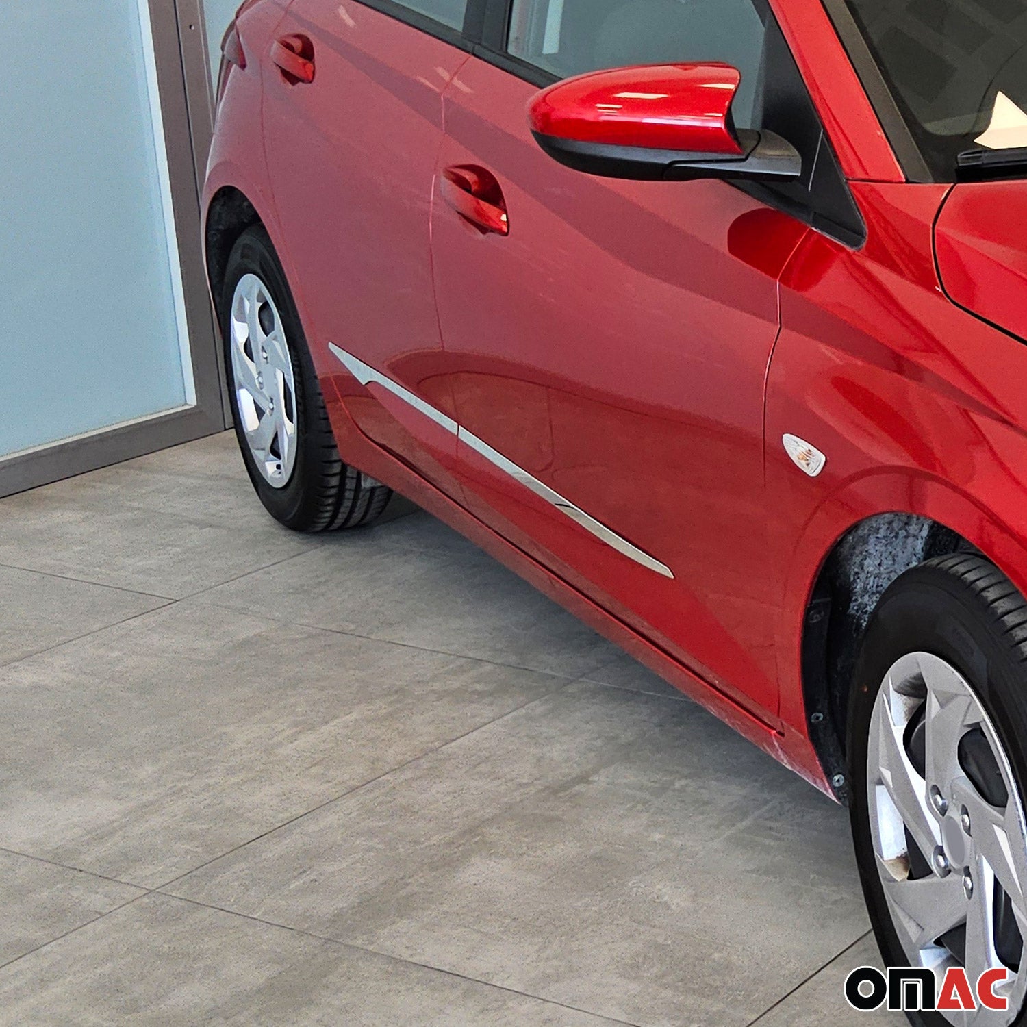 2020-2023 Hyundai i20 Side Door Molding Trim Skirt S.Steel Silver Glossy 4 Pcs