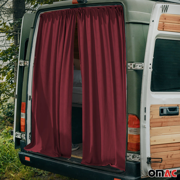 Trunk Tailgate Curtains for GMC Savana Red 2 Privacy Curtains