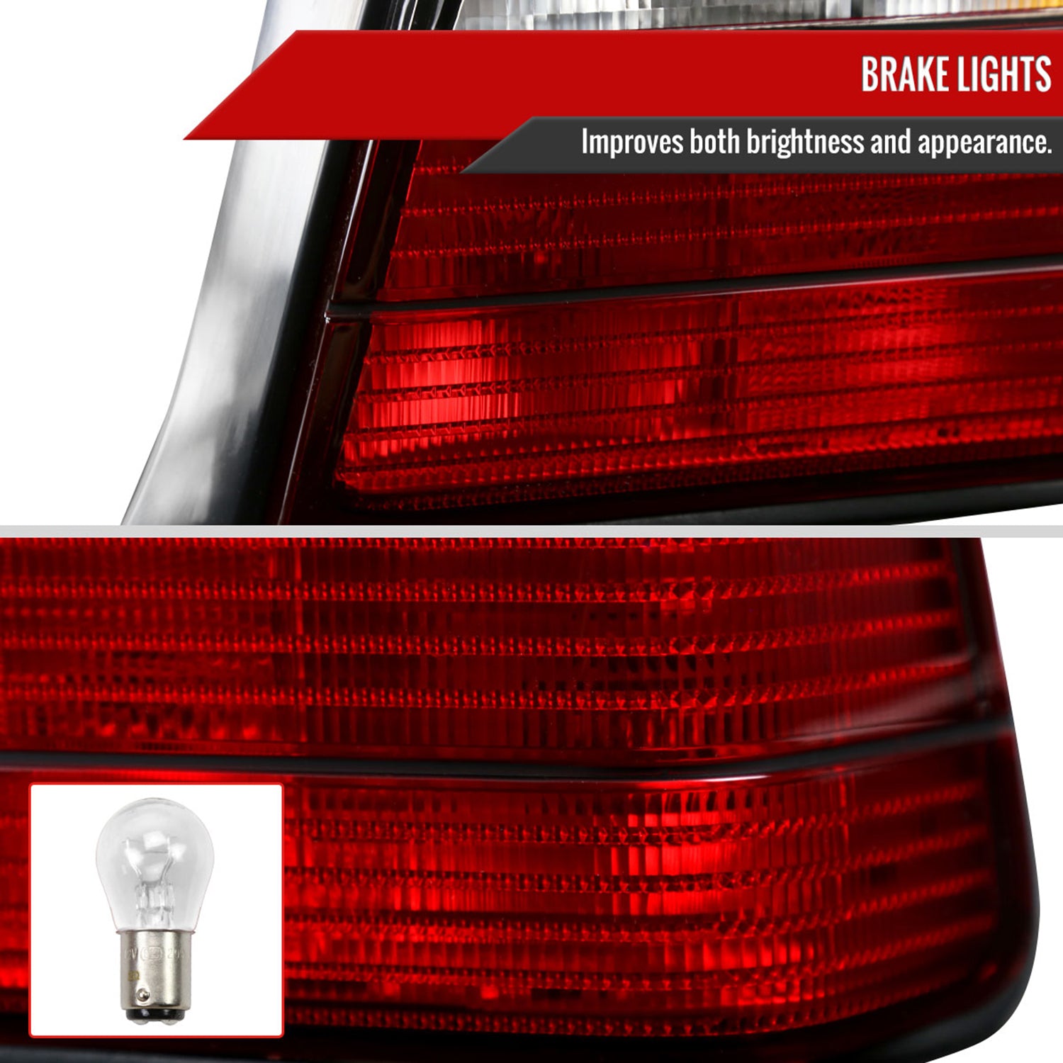 1992-1998 BMW E36 3 Series Sedan Tail Lights Chrome Housing/Red Clear Lens