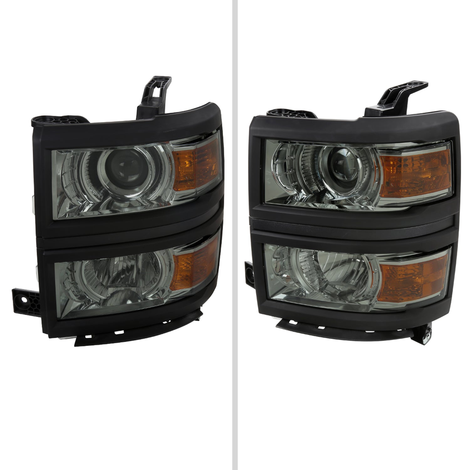 2014-2015 Chevy Silverado 1500 Projector Headlights Trim Black/Light Smoke