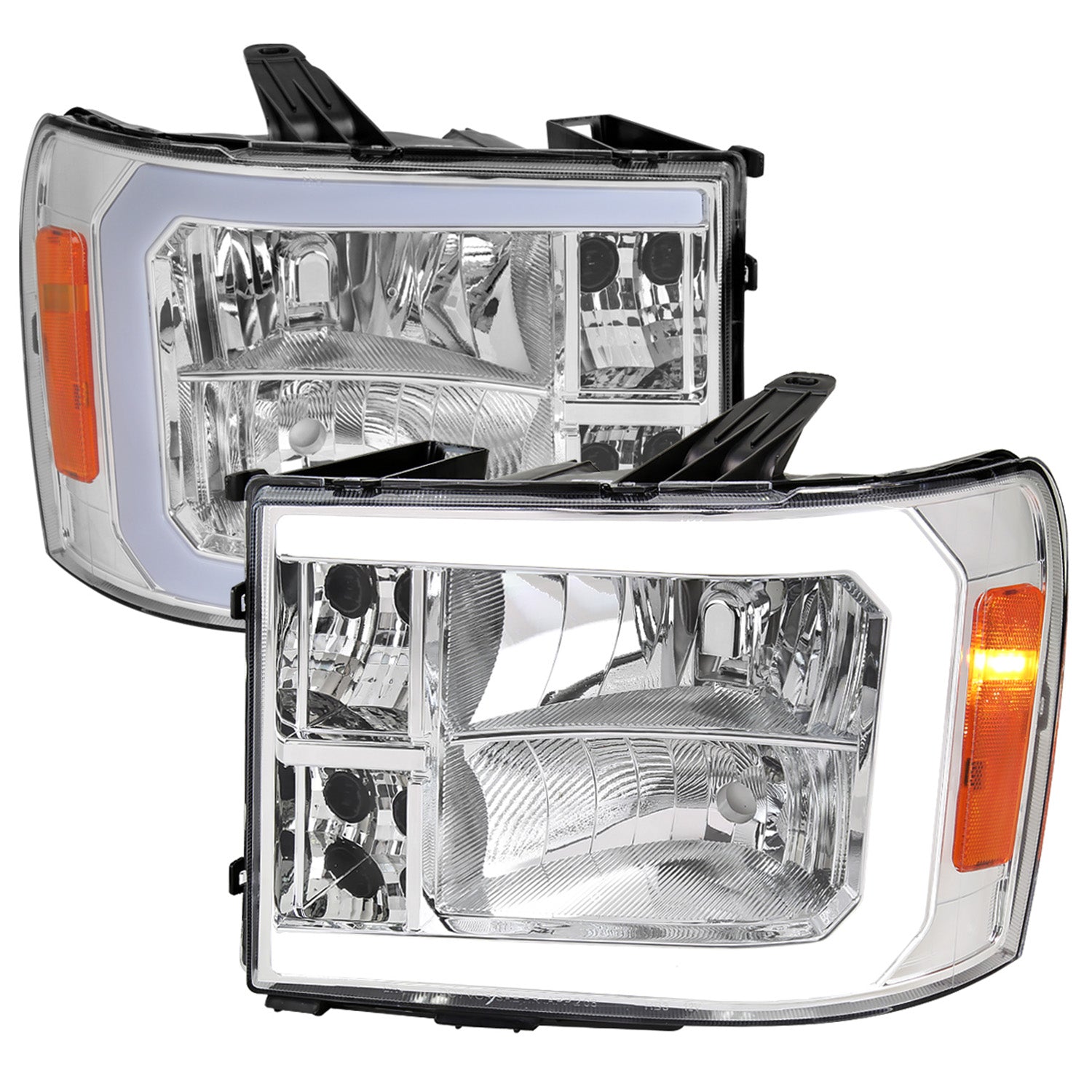 2007-2013 GMC Sierra 1500/ 1500HD 2500HD 3500HD LED Factory Headlights Chrome