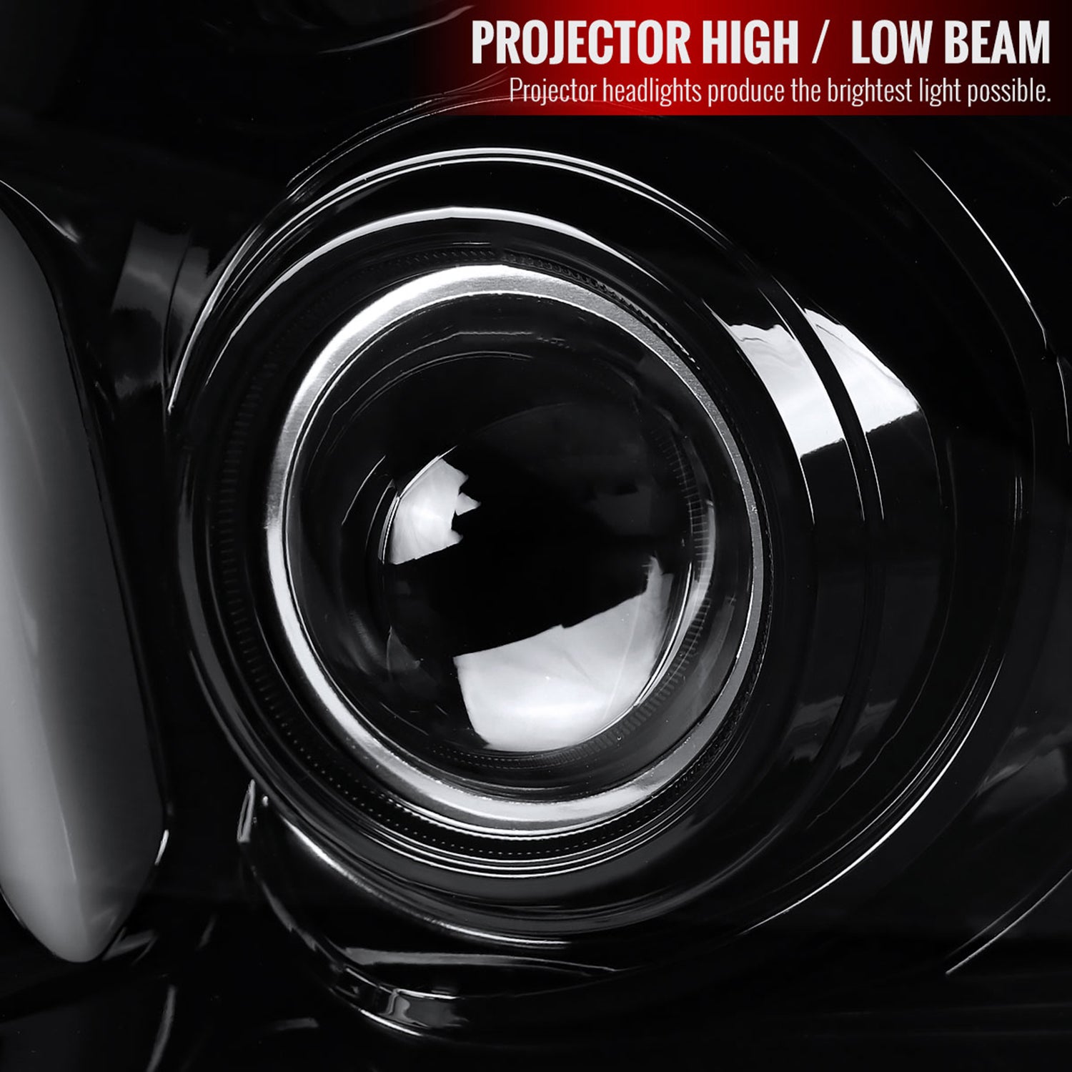 2005-2009 Ford Mustang LED Bar Projector Headlights Jet Black/Clear Lens