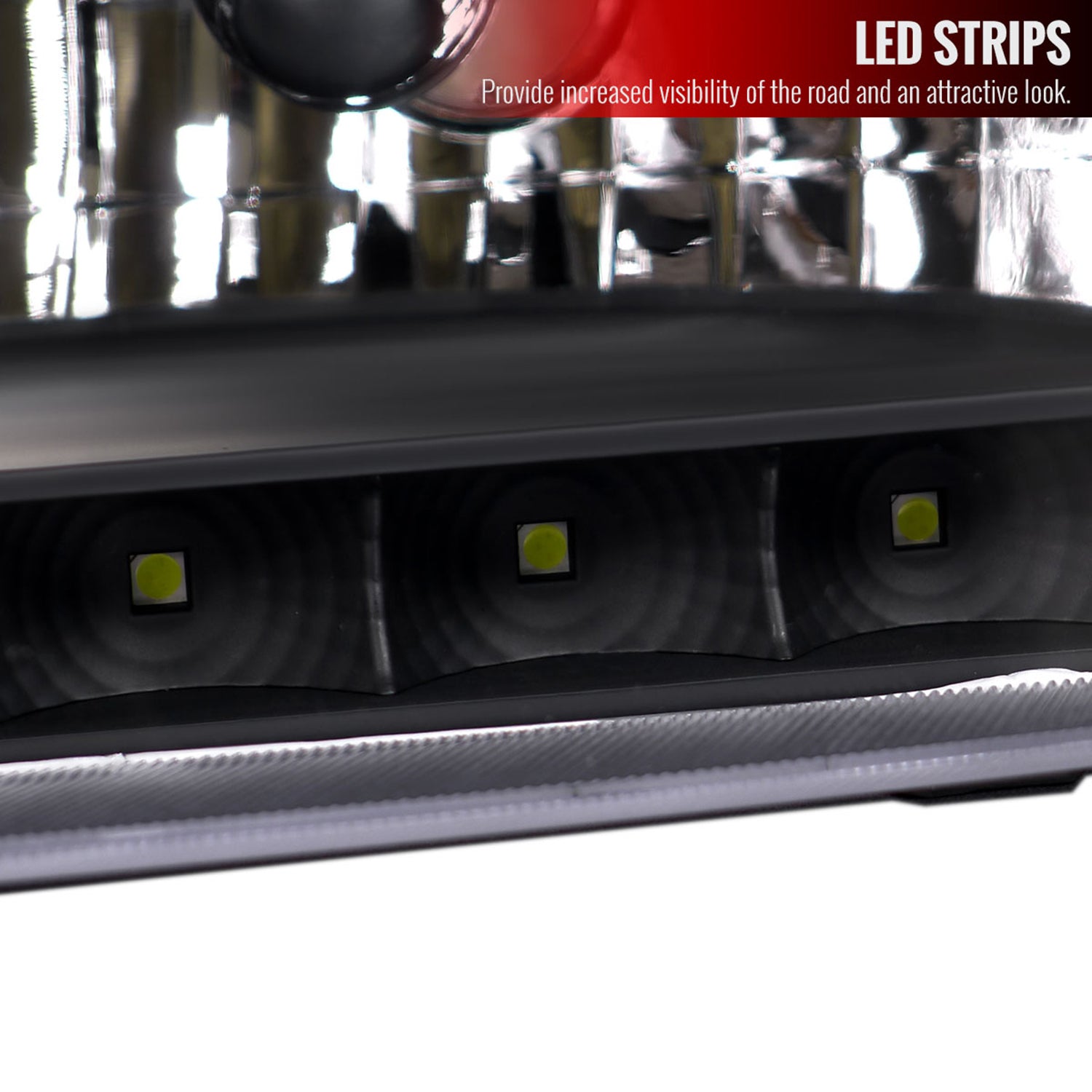 1999-2004 Ford F-250/350/450/550/Excursion Factory Headlights LED Light Black