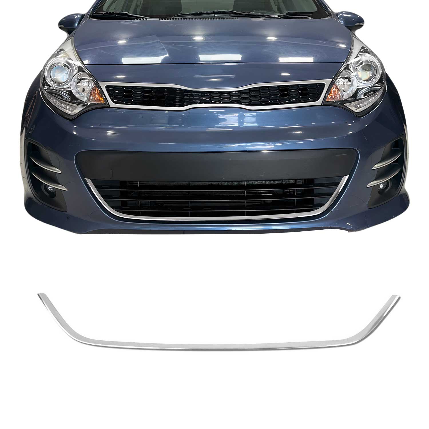 2012-2017 Kia Rio Hatchback Front Bumper Grill Trim Molding Stainless Steel Silver 1Pc