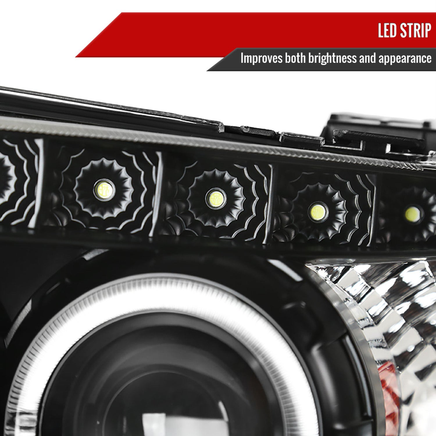 2005-2007 Ford Escape Dual Halo Projector Headlights SMD LED Light Strip Black