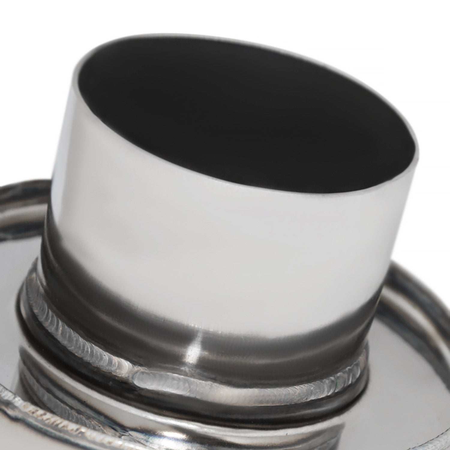 Universal 3" Inlet/4" Outlet S.Steel Spiral Flow Exhaust Muffler w/ Burnt Tip