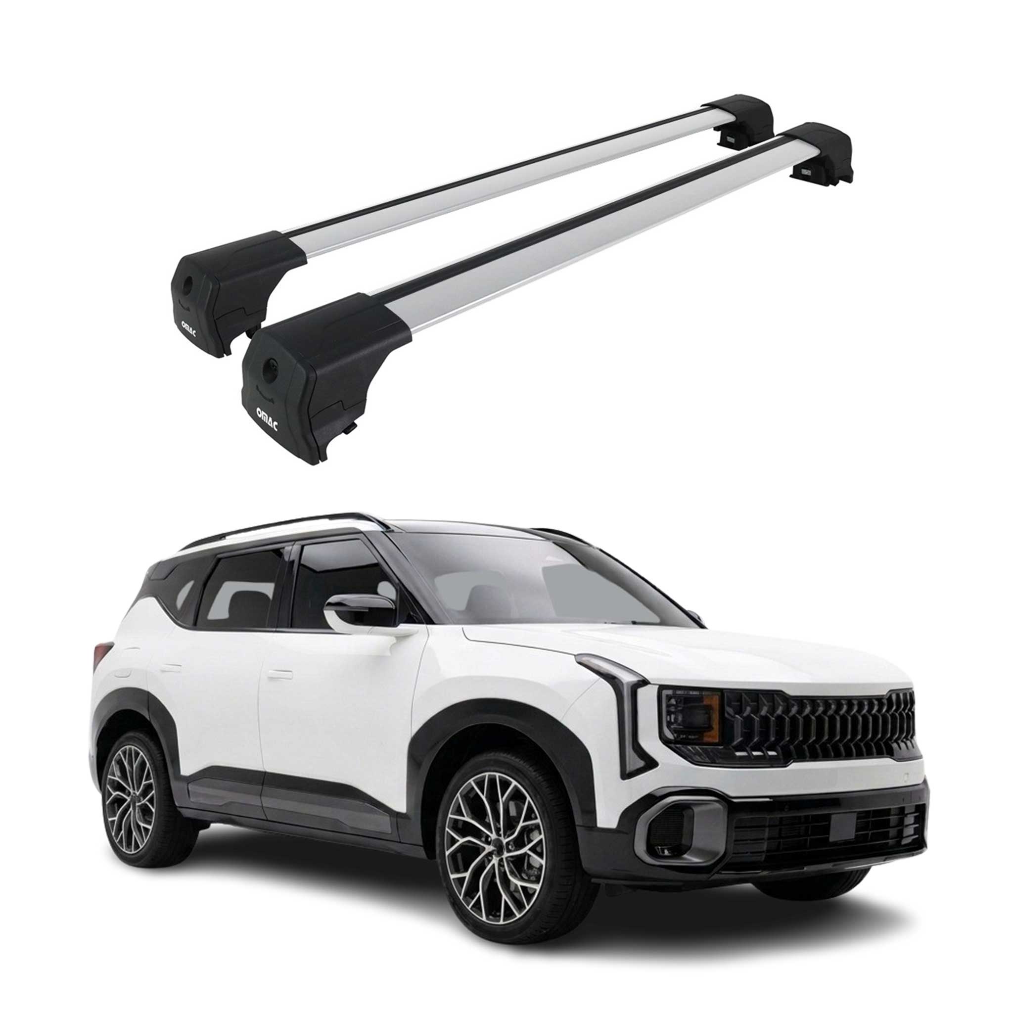 2027-2028 Kia Seltos Roof Rack Cross Bars Silver Aluminium 2 Pcs