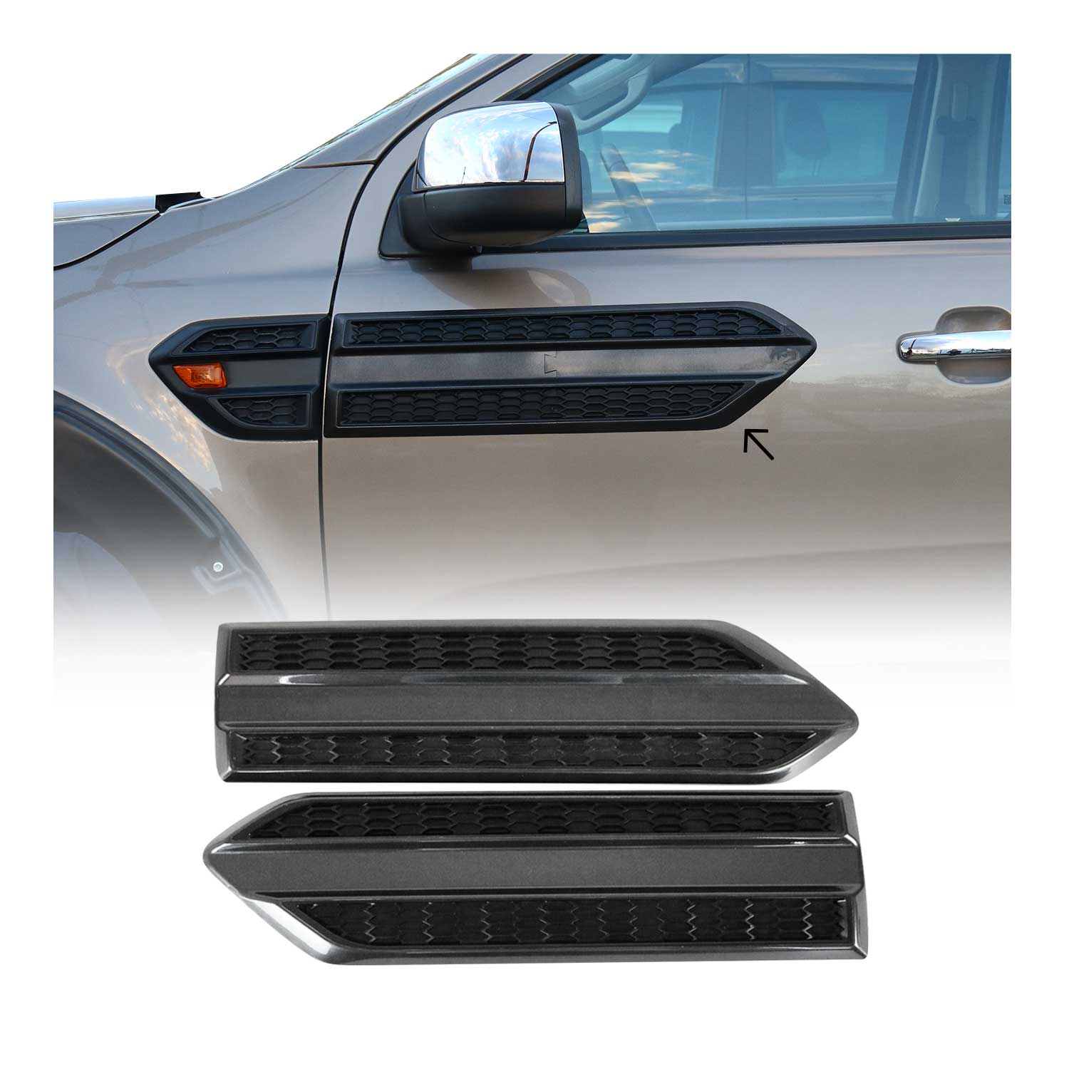 1998-2004 Nissan Frontier Side Door Molding Trim Skirt Garnish Black 2 Pcs