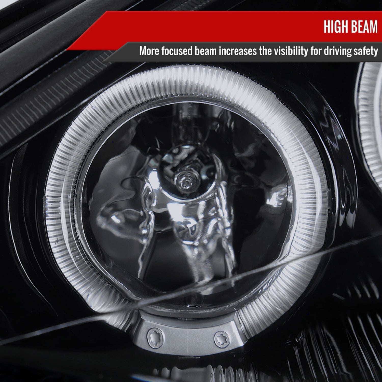 2000-2004 Ford Focus Dual Halo Projector Headlights Glossy Black/Smoke Lens