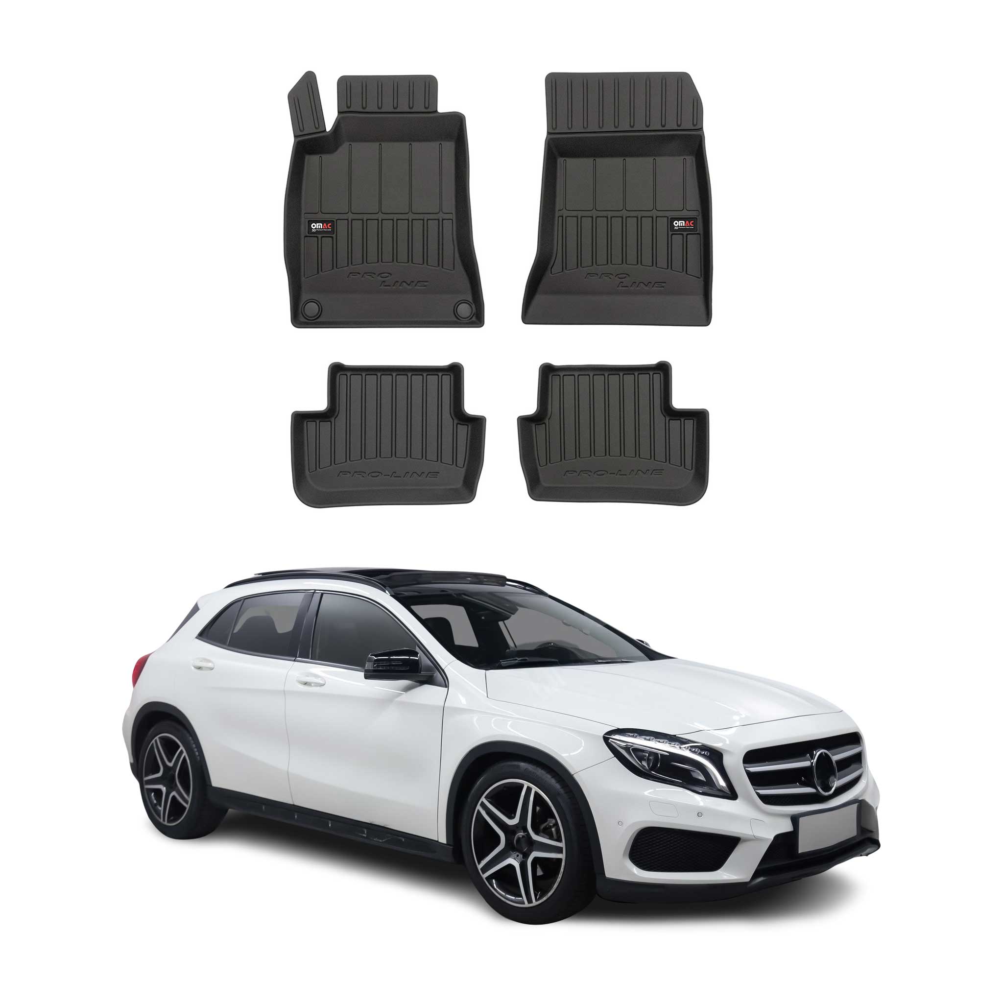 2015-2019 Mercedes GLA Class X156 Premium Floor Mats Liners Full Set All Weather Heavy Duty Black