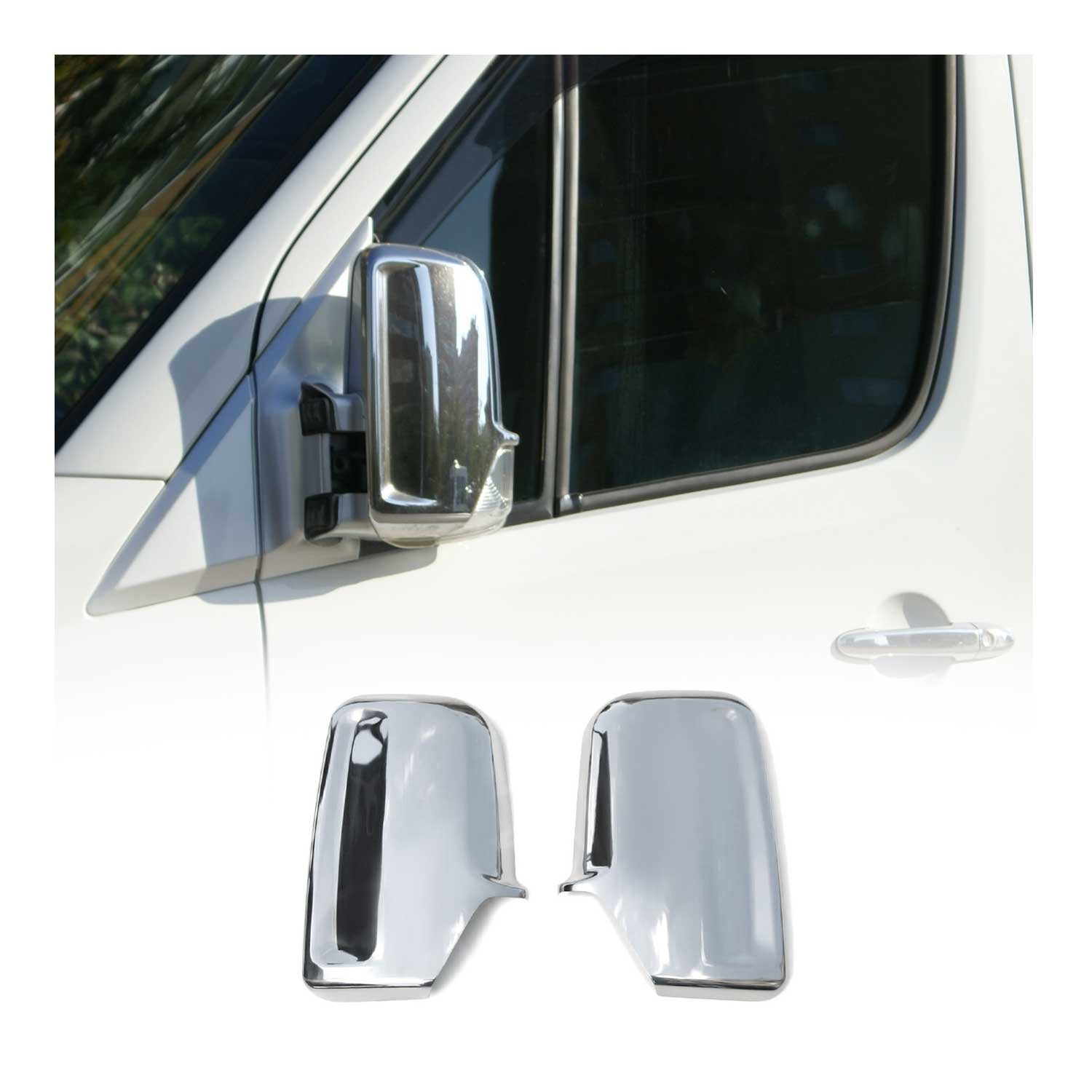 2006-2013 Mercedes Sprinter W906 Side Mirror Cover Caps Stainless Steel Silver 2 Pcs
