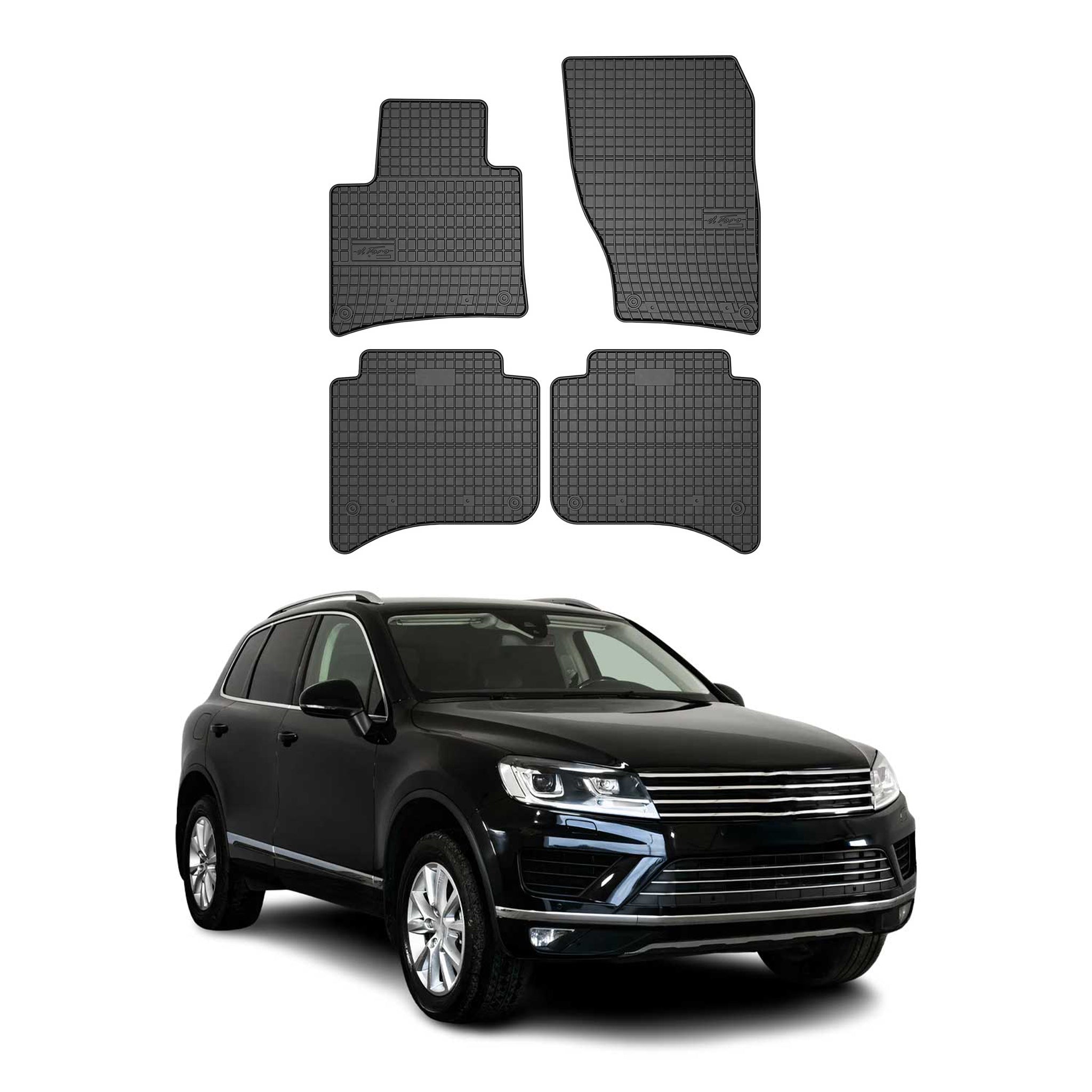 2011-2018 VW Touareg Floor Mats Liners Full Set All Weather Rubber Black