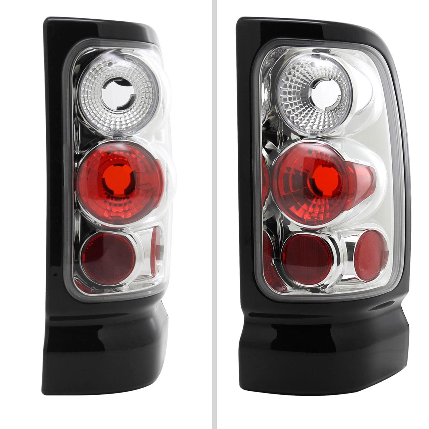 1994-2002 Dodge RAM Tail Lights Chrome Housing/Clear Lens