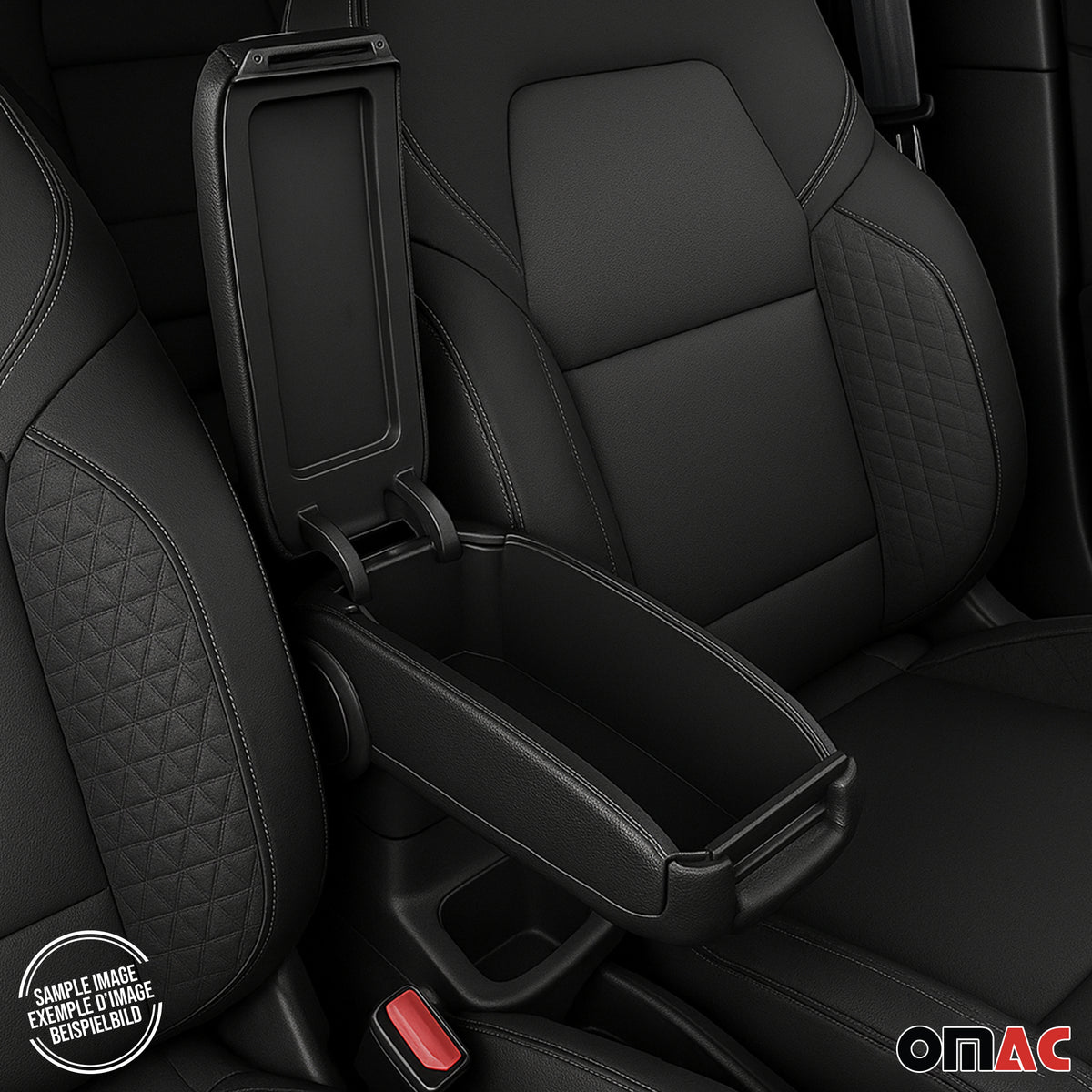 2013-2018 Hyundai i10 Black Center Console Armrest Plastic PU Leather 1Pc