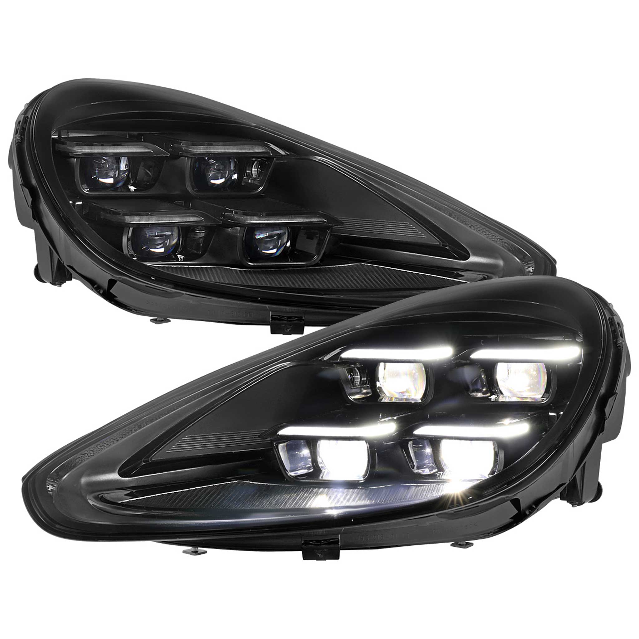 For Porsche Cayenne 958.2 2015-2017 Matrix LED Projector Headlights DRL Dynamic Black Clear Lens Glossy Trim