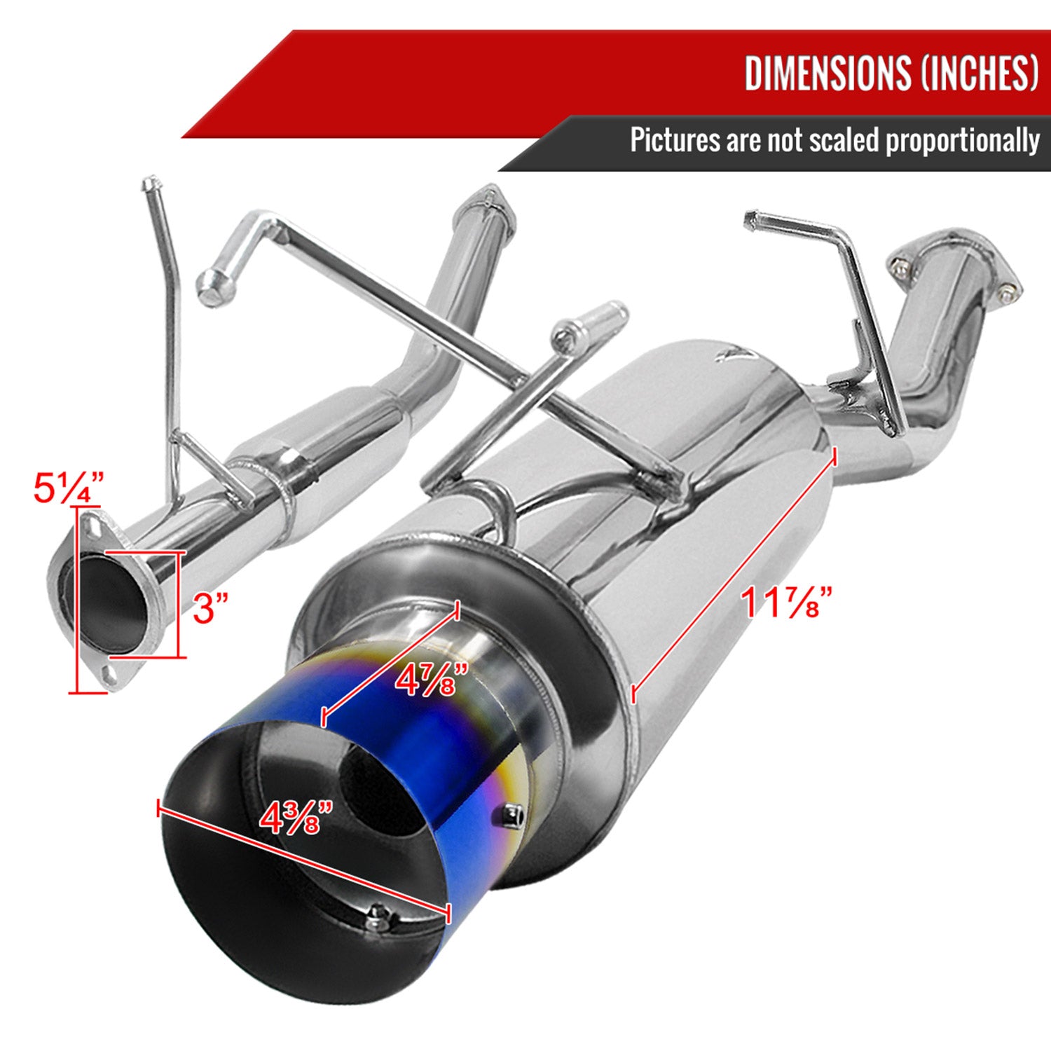 1989-1994 Nissan 240SX S13 T-304 Steel N1 Catback Exhaust System w/Burnt Tip