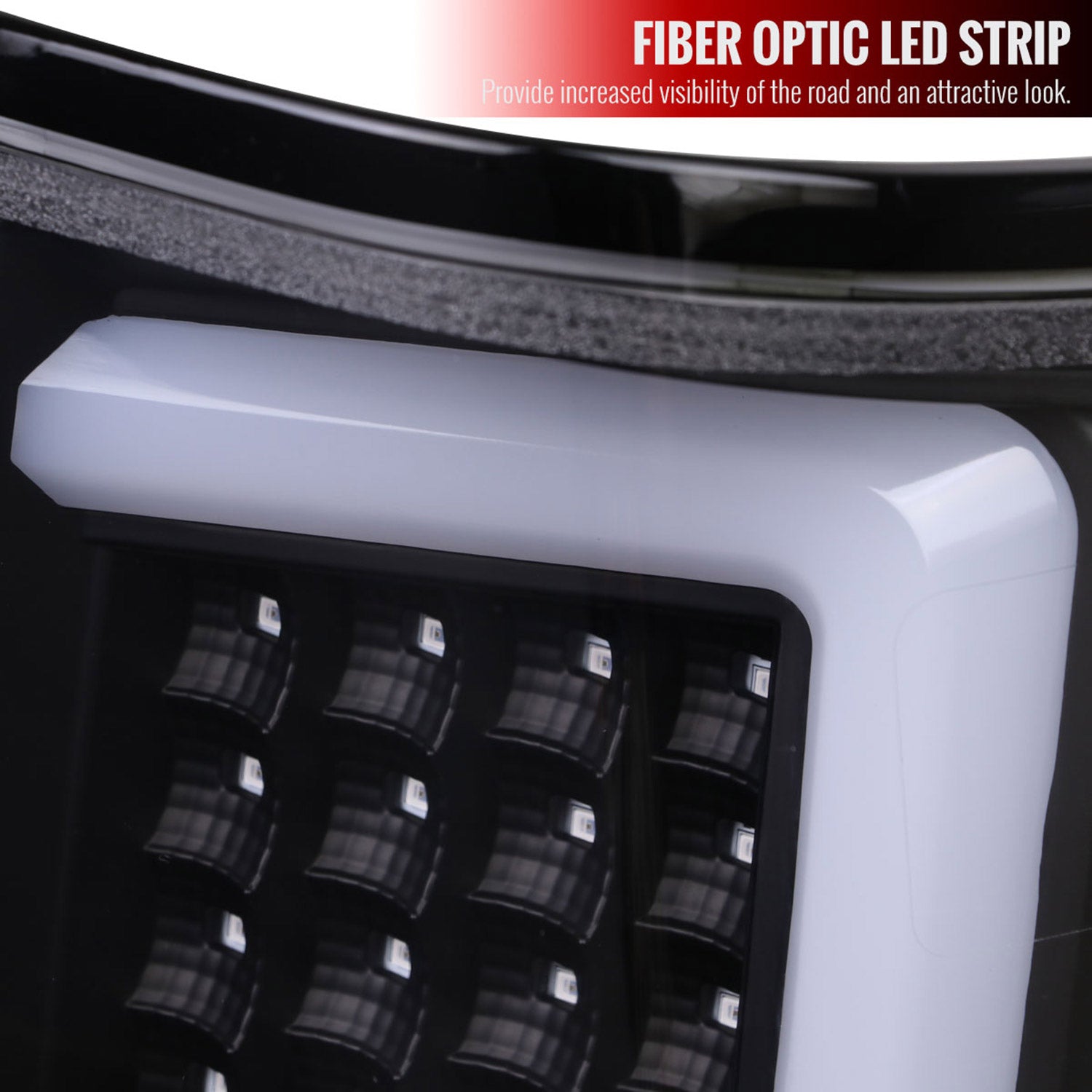 2004-2015 Nissan Titan LED Tail Lights with White LED Tube Matte Black/Clear