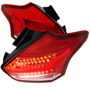 2015-2019 Ford Focus Hatchback LED Tail Lights Chrome Housing/Red Lens