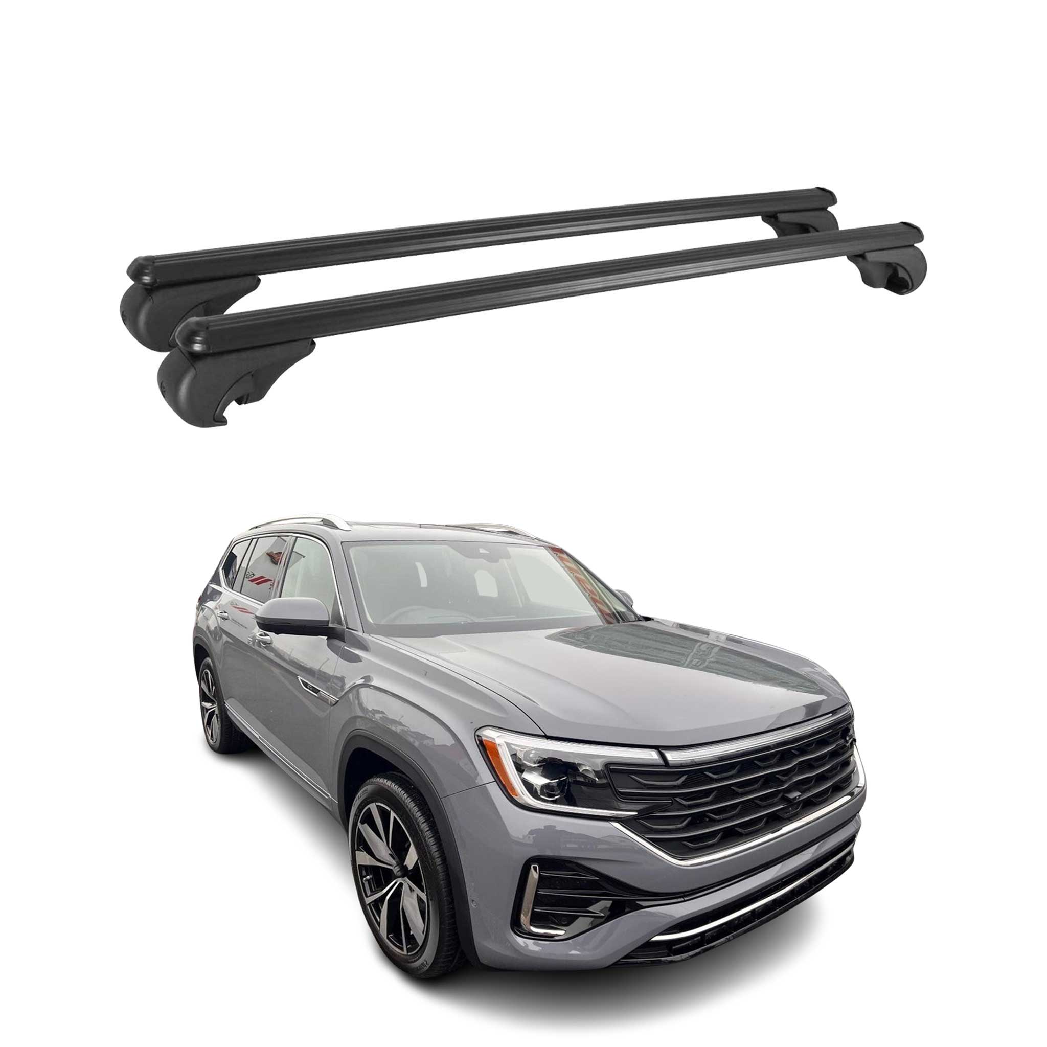 2025 VW Atlas Roof Rack Cross Bars Luggage Carrier Alu Black 2Pcs