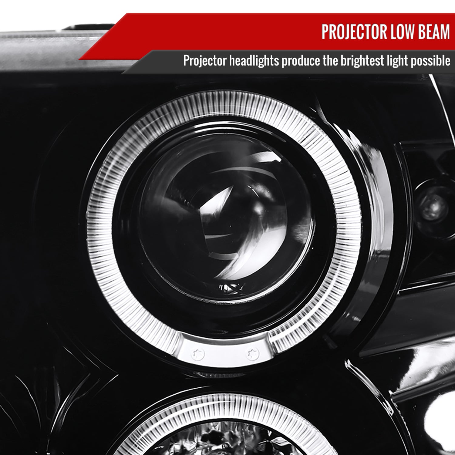 2009-2018 Dodge RAM 1500 / RAM 2500 3500 Dual Halo Headlights Jet Black