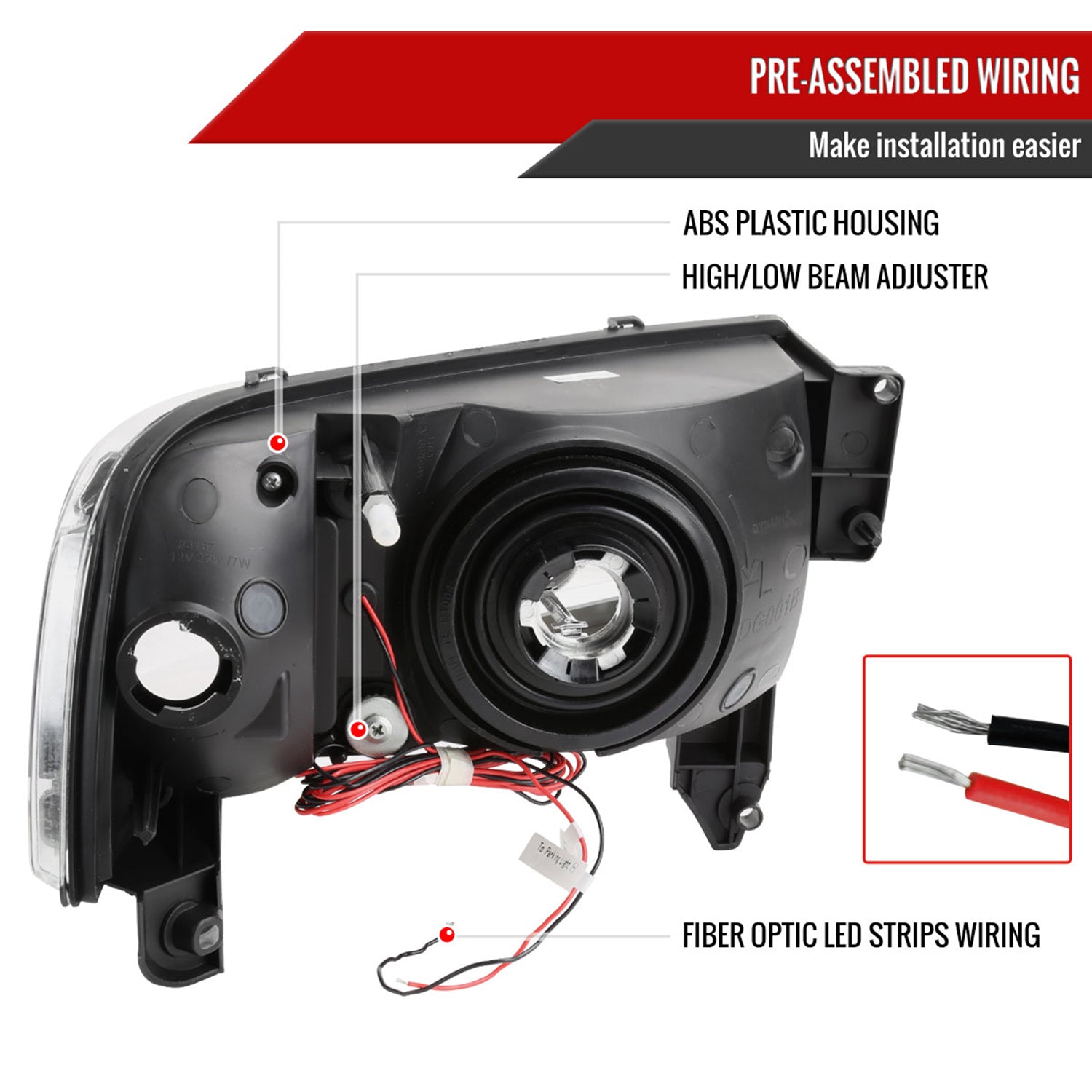 1994-2001 Dodge RAM 1500/ RAM 2500/3500 Dual LED Bar Factory Headlights Chrome