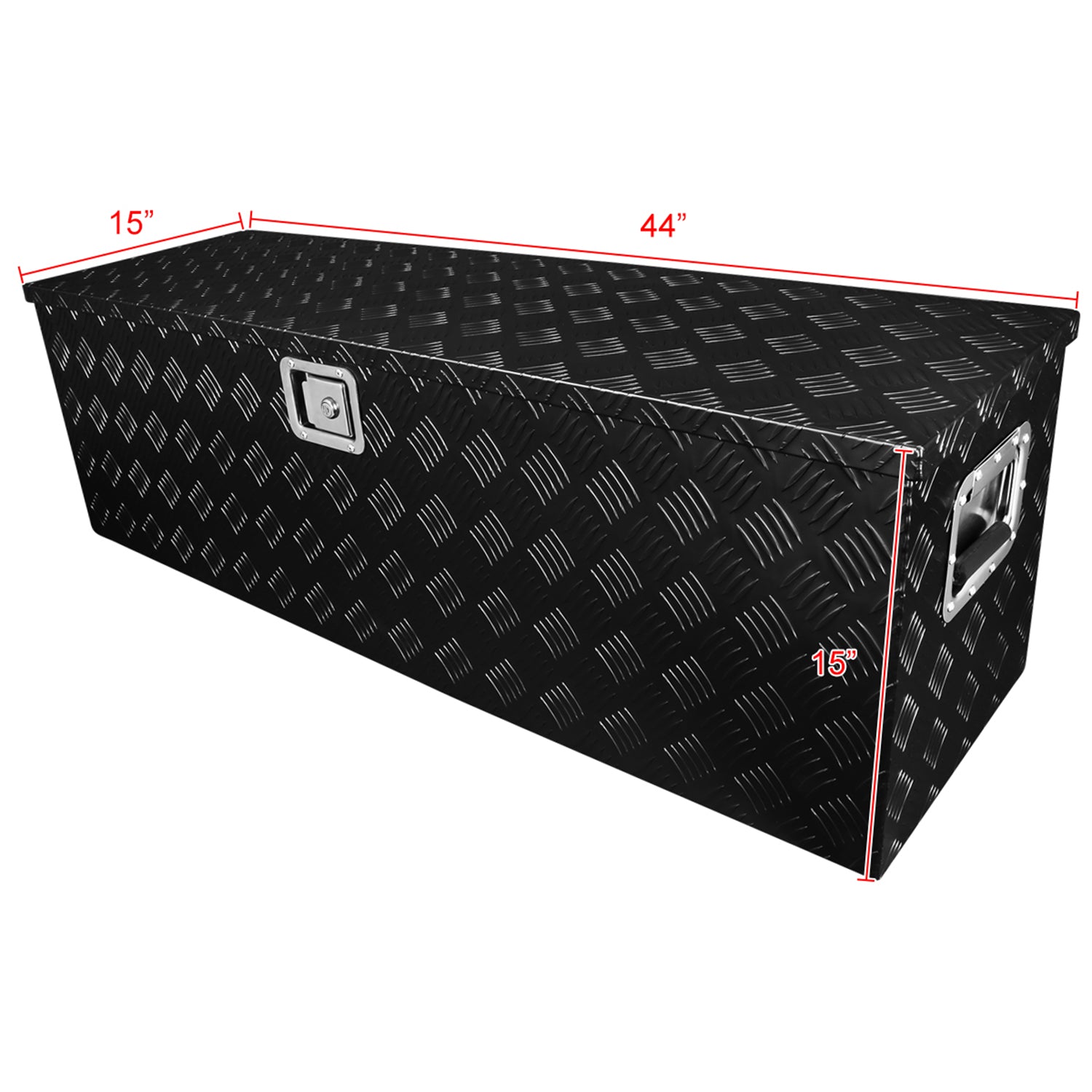 Universal 44" Heavy Duty Black Aluminum Tool Box w/ Side Handles Lock & Keys