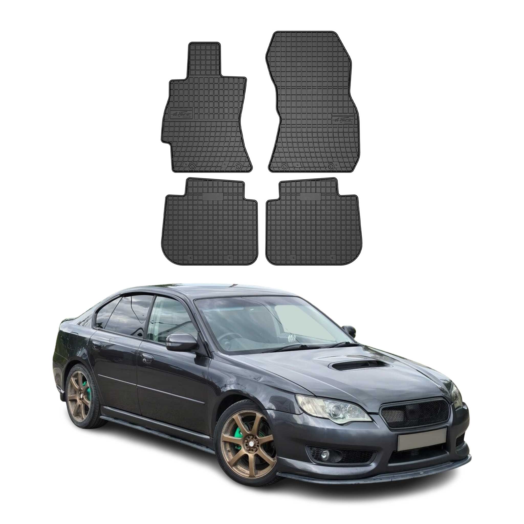 2006-2009 Subaru Legacy Floor Mats Liners Full Set All Weather Rubber Black